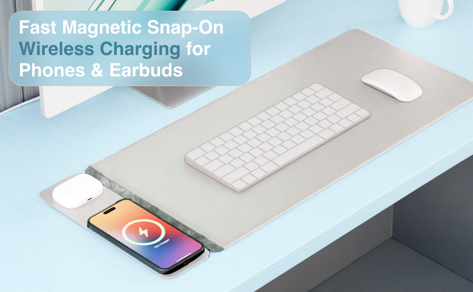 Desktops & Accessories: Laser Wireless Charging Desk Mat Grey
