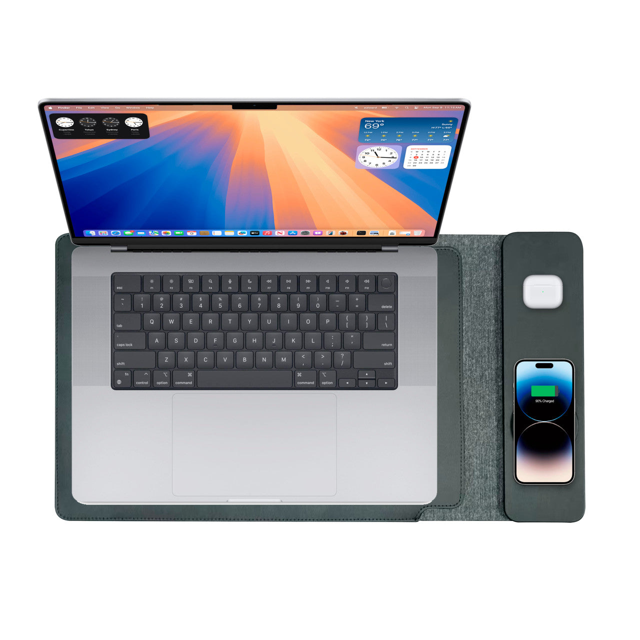 Desktops & Accessories: Laser Wireless Charging Laptop Sleeve Up to 16 Inch Black