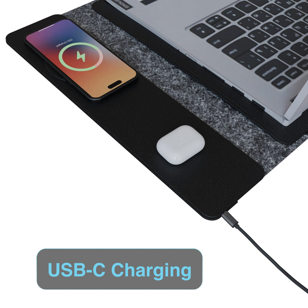 Desktops & Accessories: Laser Wireless Charging Laptop Sleeve Up to 16 Inch Black