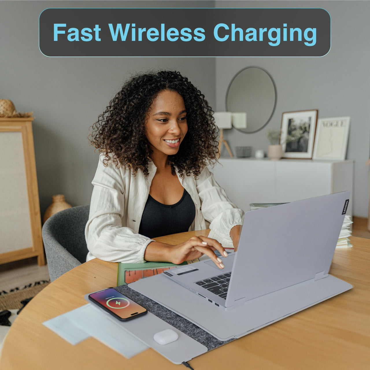 Desktops & Accessories: Laser Wireless Charging Laptop Sleeve Up to 16 Inch Grey
