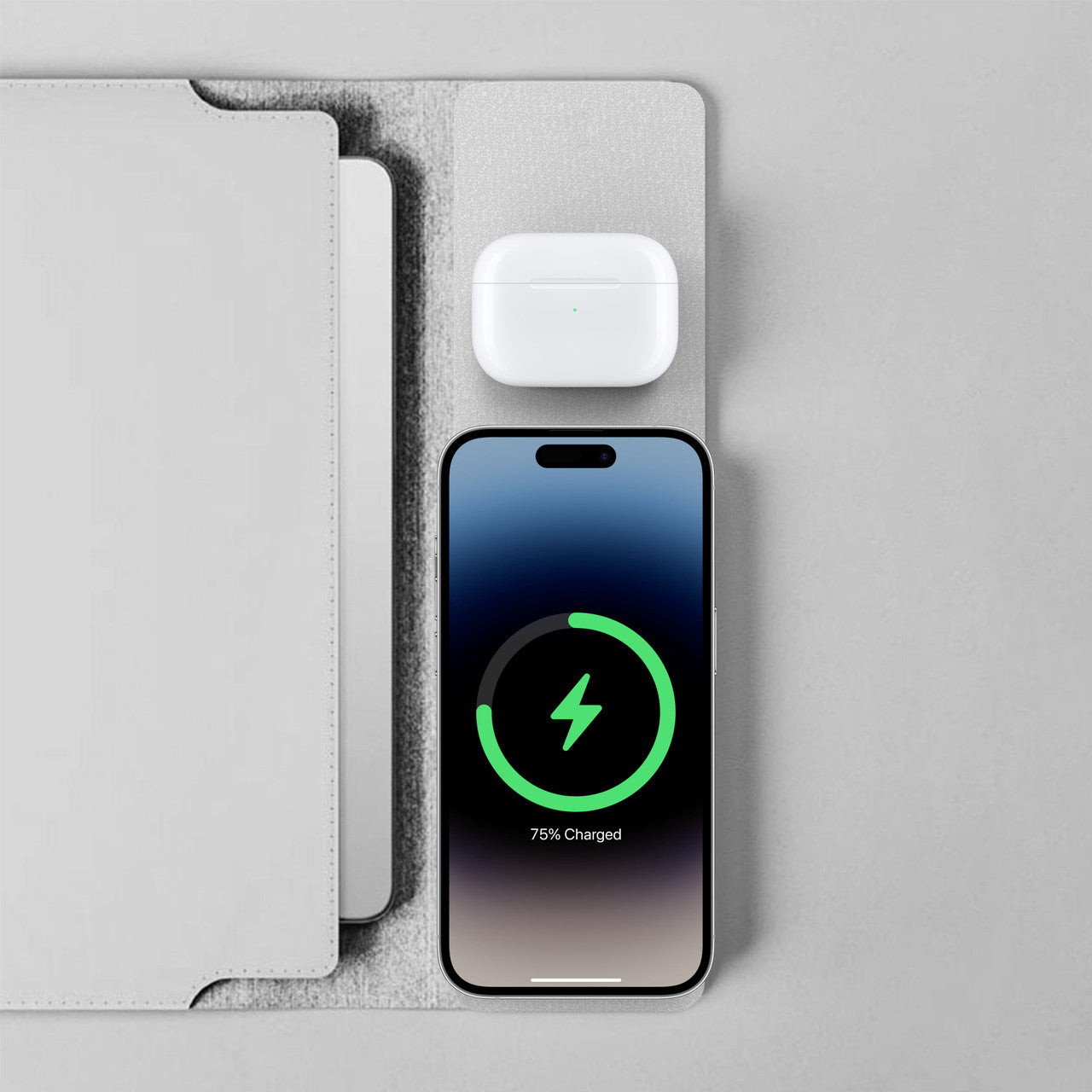 Desktops & Accessories: Laser Wireless Charging Laptop Sleeve Up to 16 Inch Grey