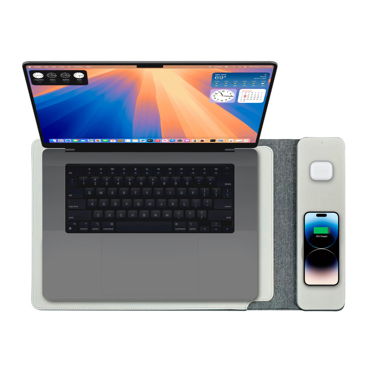 Desktops & Accessories: Laser Wireless Charging Laptop Sleeve Up to 16 Inch Grey
