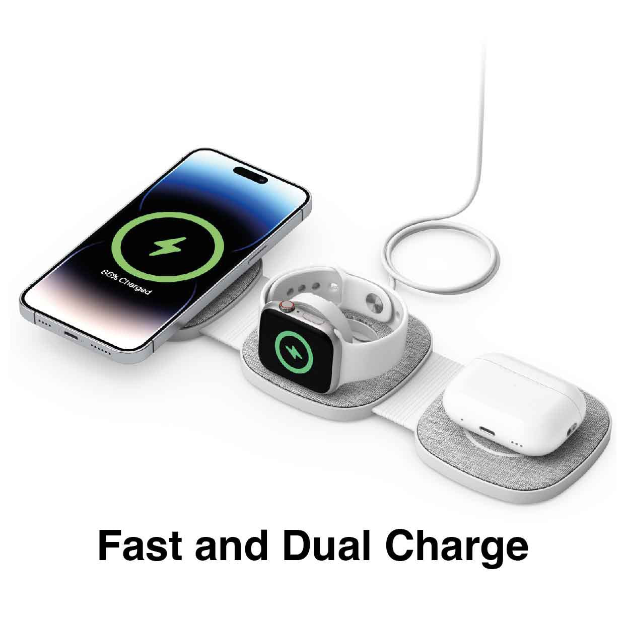 Powerboards & Adapters: Laser 3-in-1 Travel Wireless Charging Pad for Apple