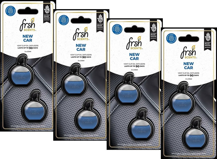 Automotive Decor: Car Air Freshener Clip New Car Fragrance FrshScents Mini Vent Odor Eliminator Twin Pack x 4