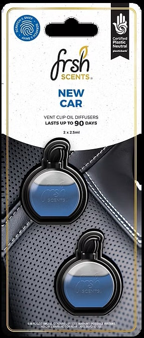 Automotive Decor: Car Air Freshener Clip New Car Fragrance FrshScents Mini Vent Odor Eliminator Twin Pack x 4