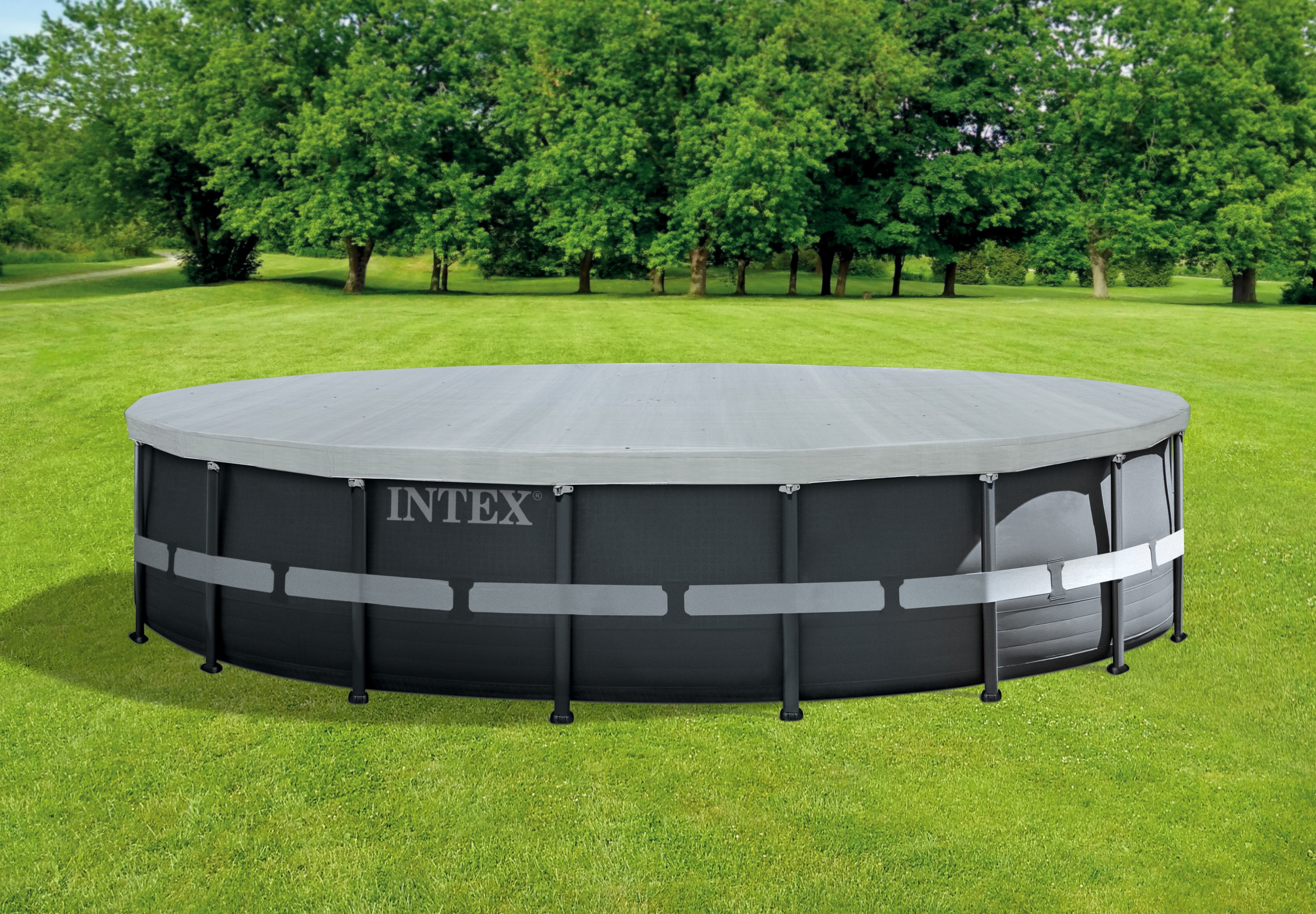 Pool Covers & Accessories: Intex Deluxe Pool Cover for 18' Round Swimming Pools 28041