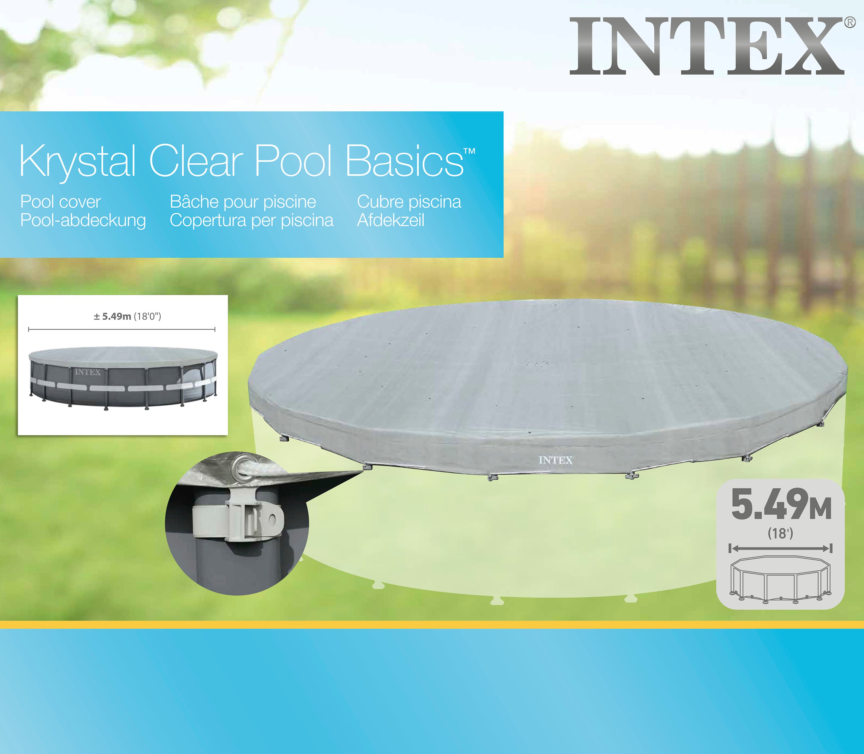 Pool Covers & Accessories: Intex Deluxe Pool Cover for 18' Round Swimming Pools 28041