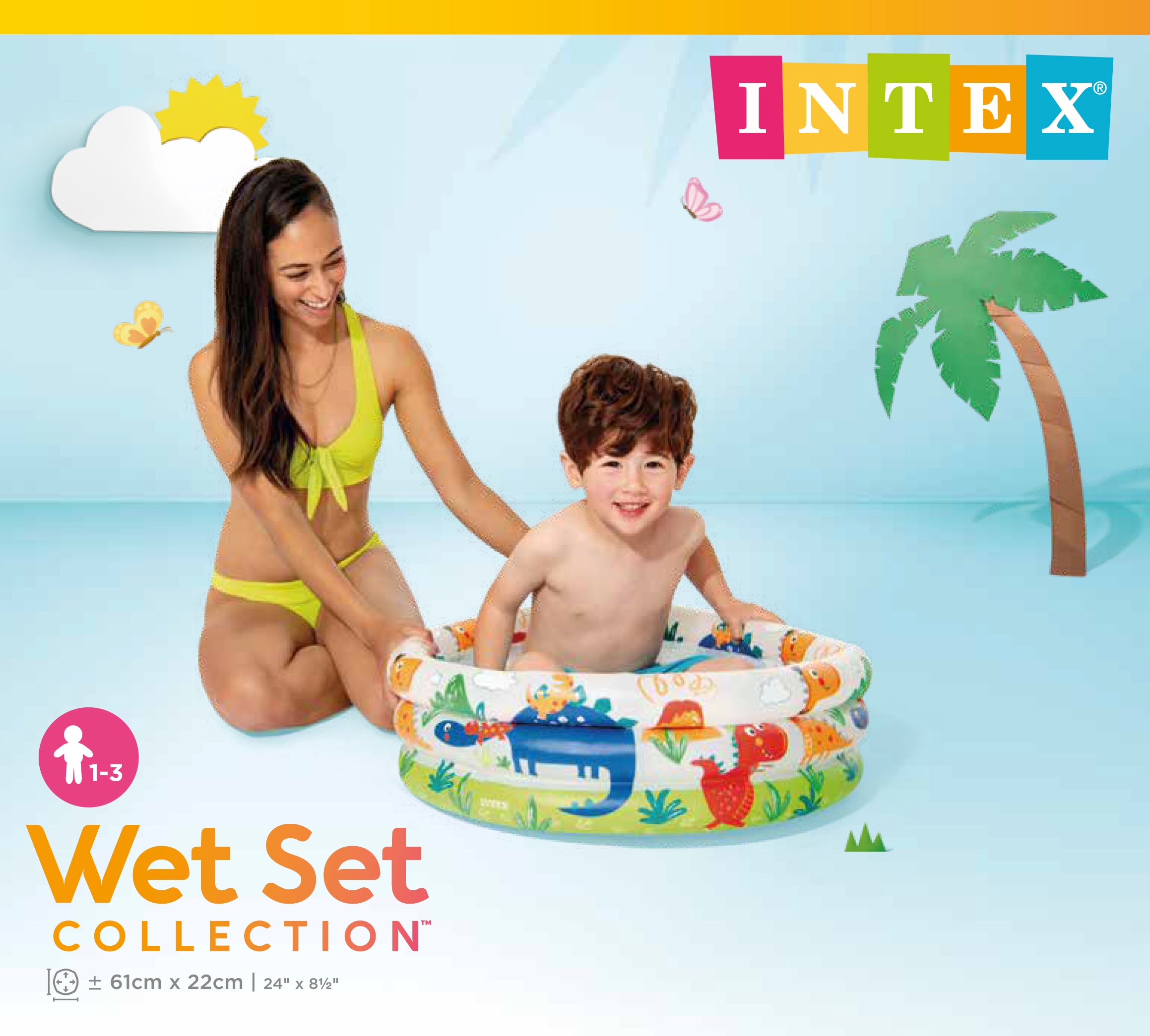 Swimming Pools: Intex Dino Buddies 3-Ring Inflatable Kiddie Pool 57106