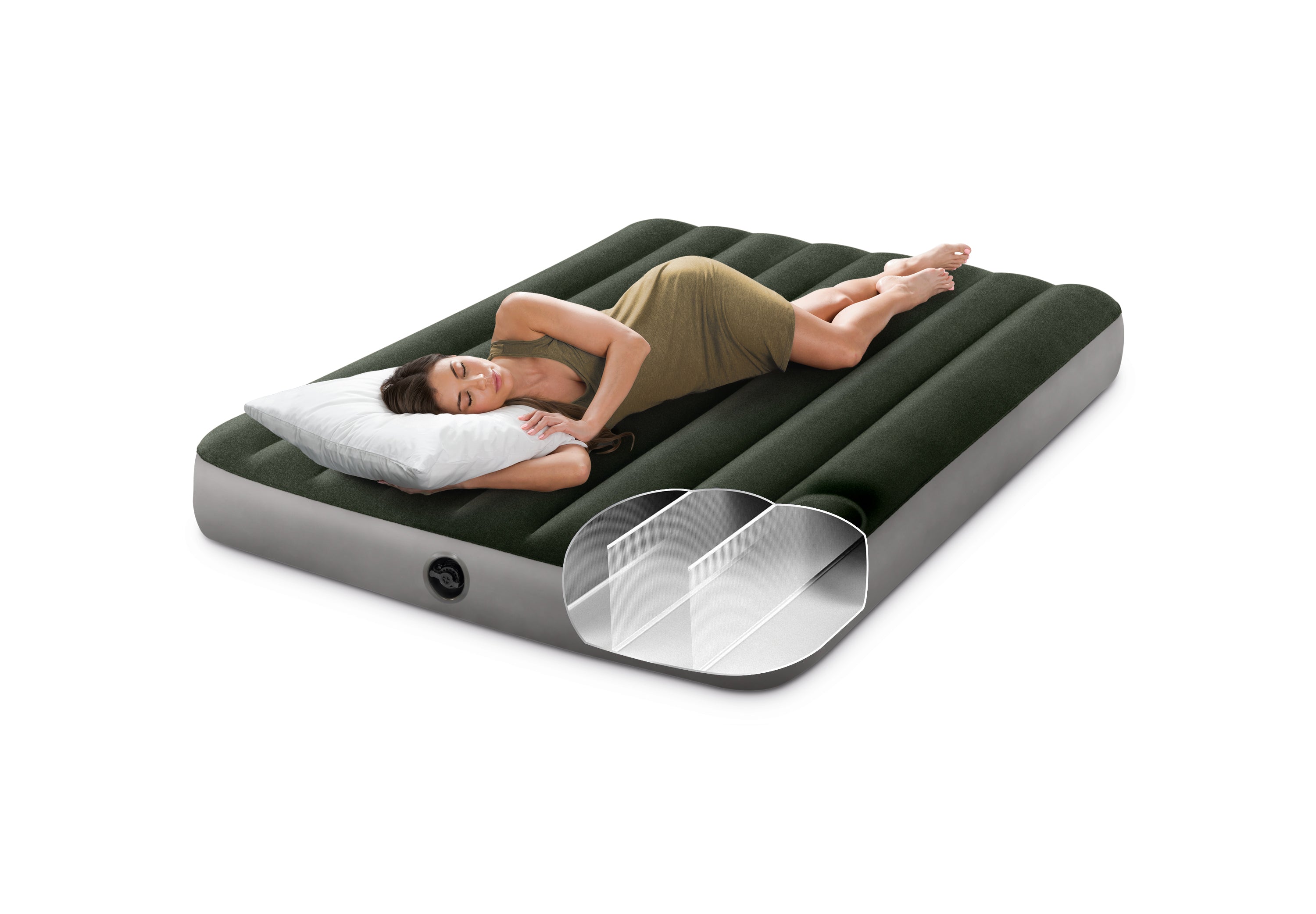 Inflatable Mattresses: INTEX Double Dura-Beam Standard Downy Air Mattress 10" w/ Built-In Foot Pump