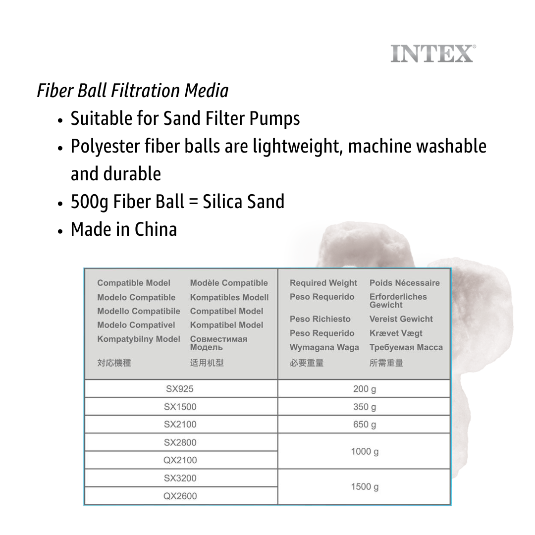 Pool Pumps: Intex Fiber Ball Filtration Replacement Ball 500g 29045