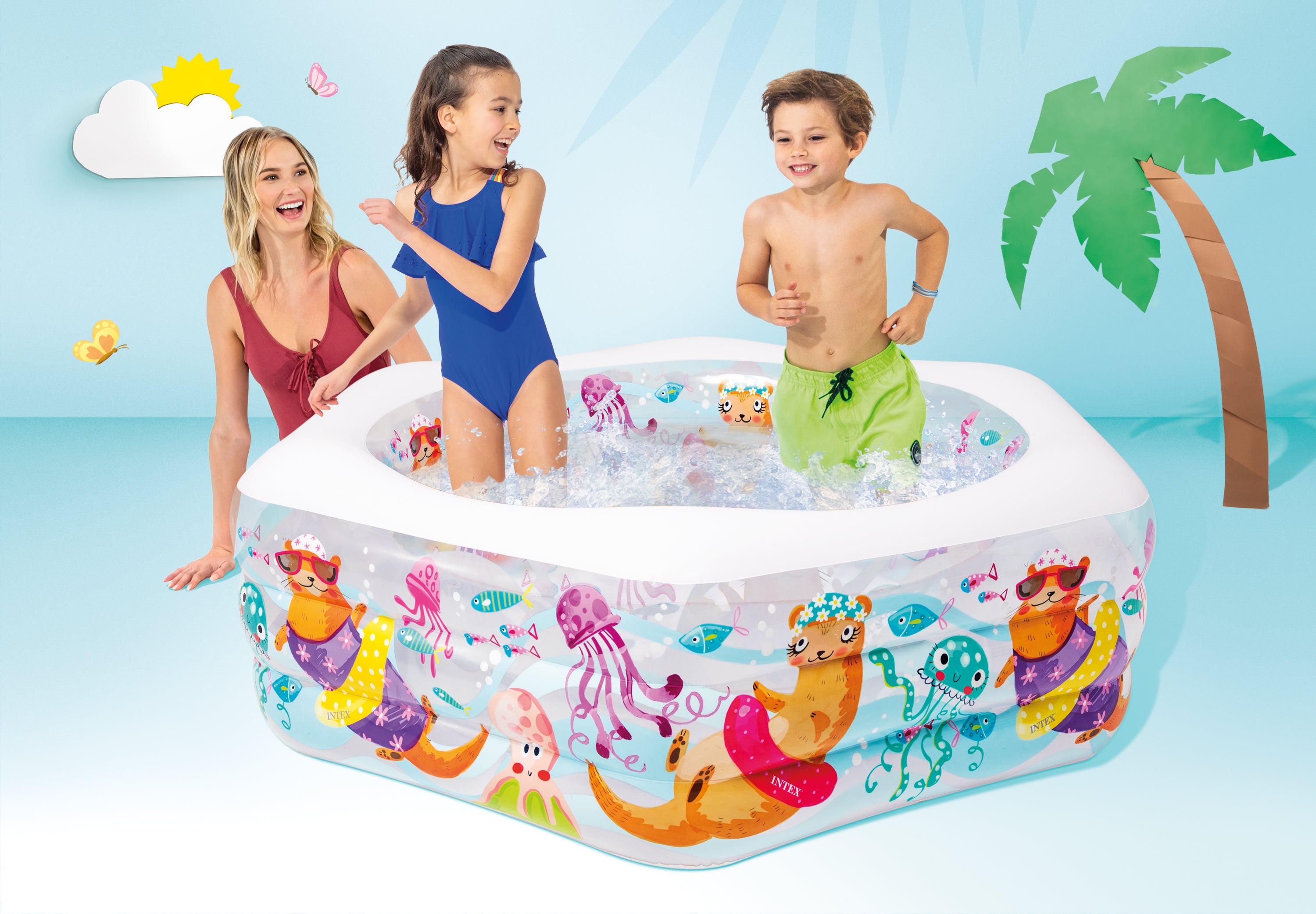 Swimming Pools: INTEX Deluxe Happy Otter Pool 1191cm x 178cm x x61cm 56493