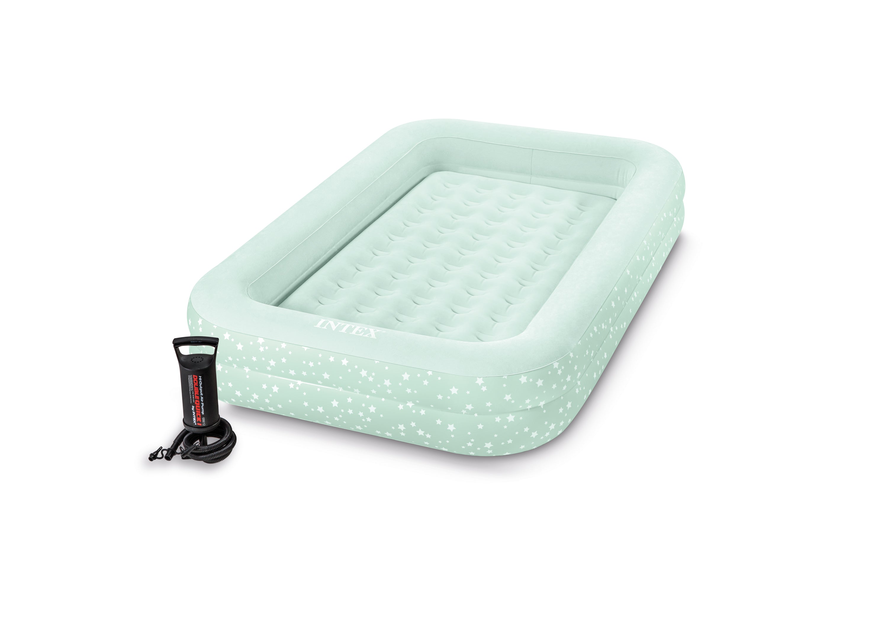 Inflatable Mattresses: Intex Kidz Inflatable Travel Bed set with Hand Pump - Stars. Great for Travel 66810