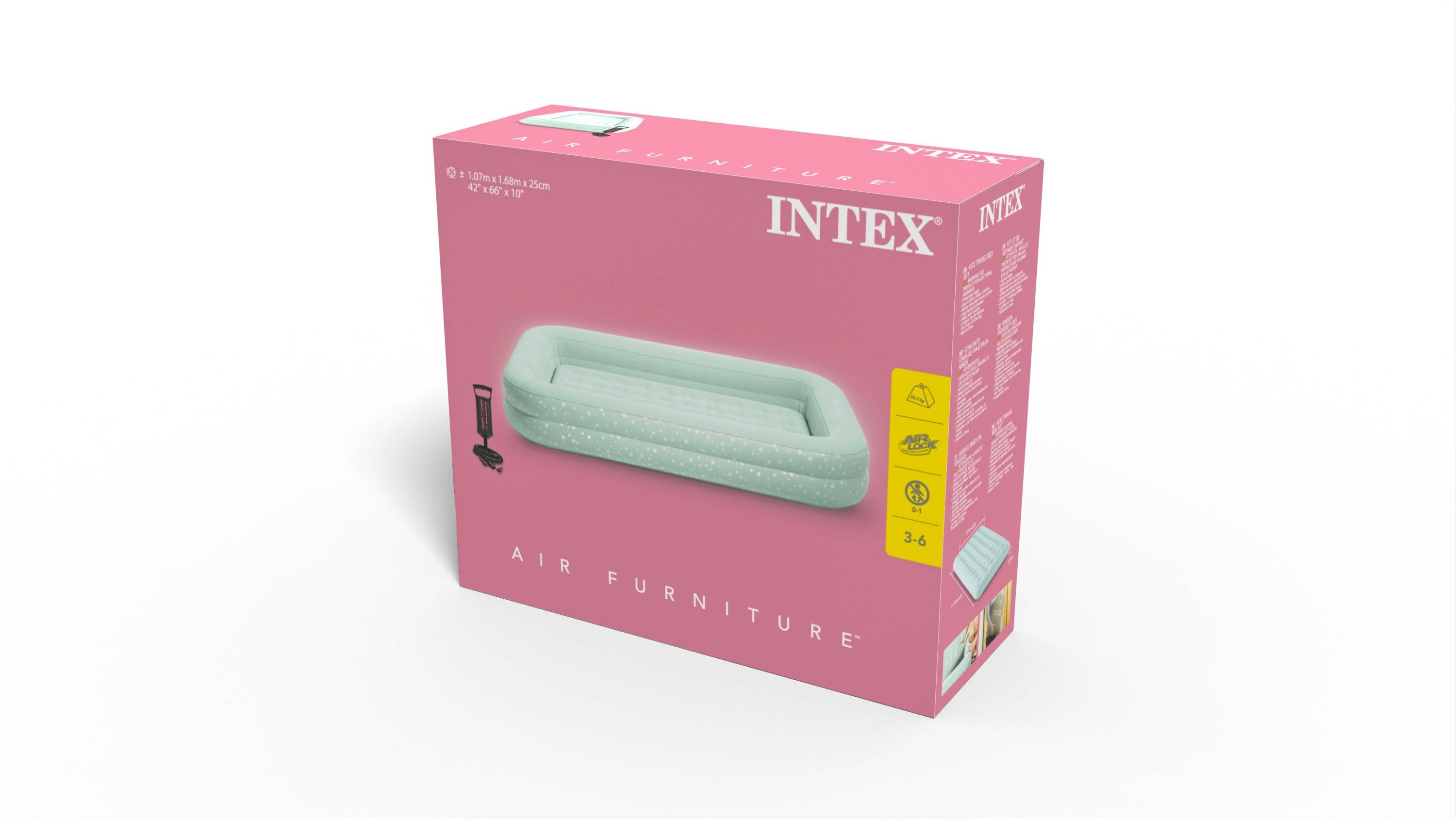 Inflatable Mattresses: Intex Kidz Inflatable Travel Bed set with Hand Pump - Stars. Great for Travel 66810
