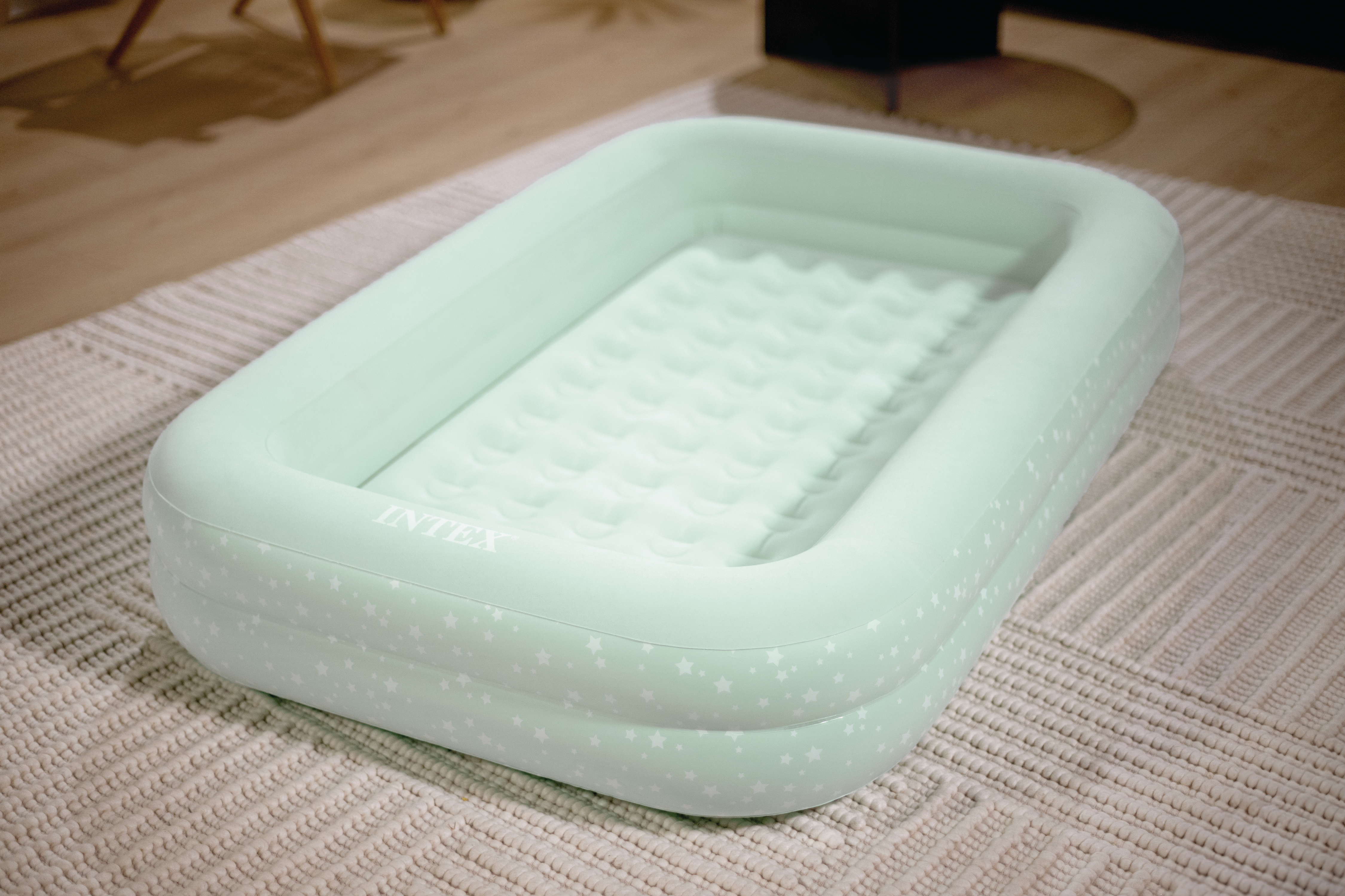 Inflatable Mattresses: Intex Kidz Inflatable Travel Bed set with Hand Pump - Stars. Great for Travel 66810