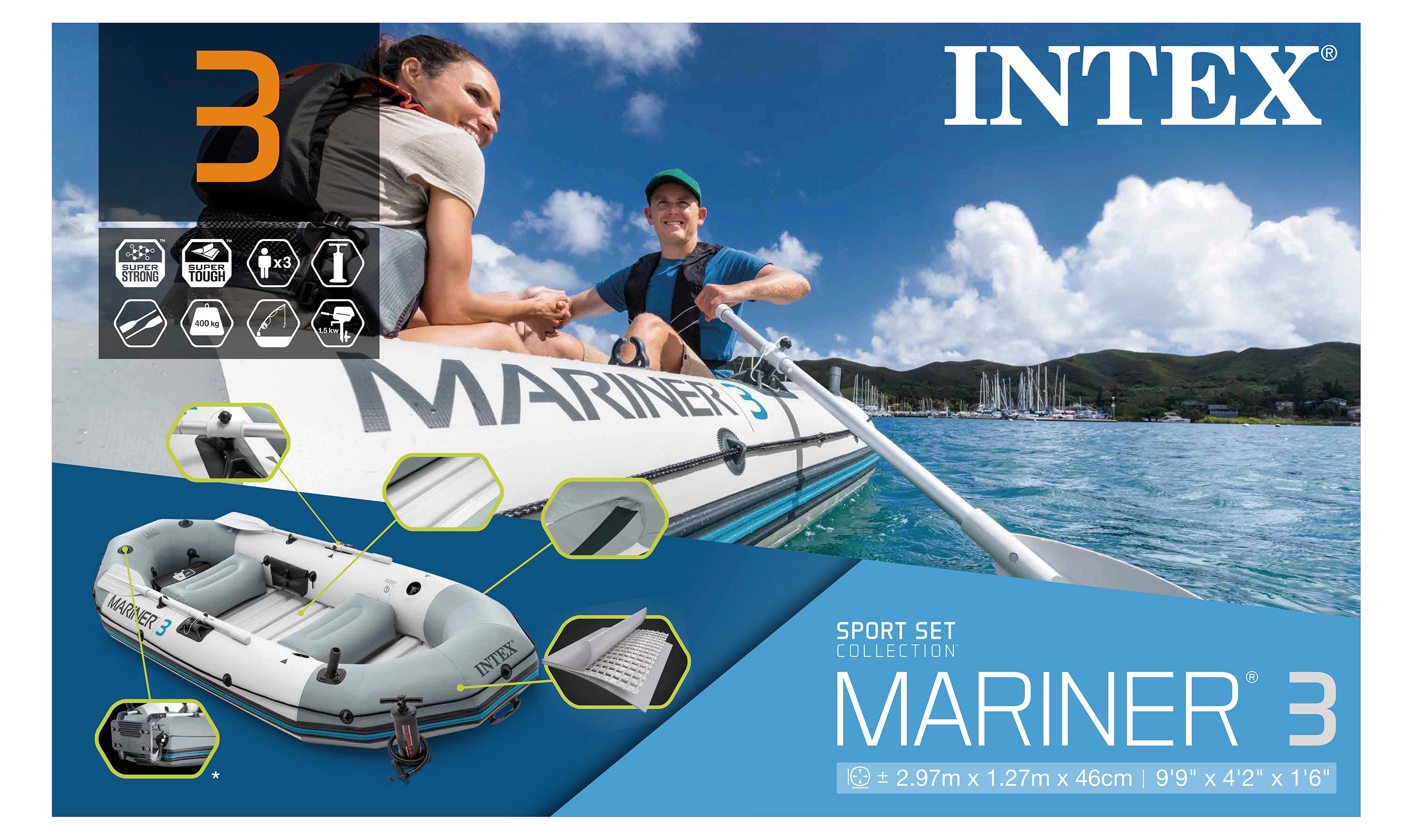 Canoes & Kayaks: Intex Mariner 3 Boat Set 68373