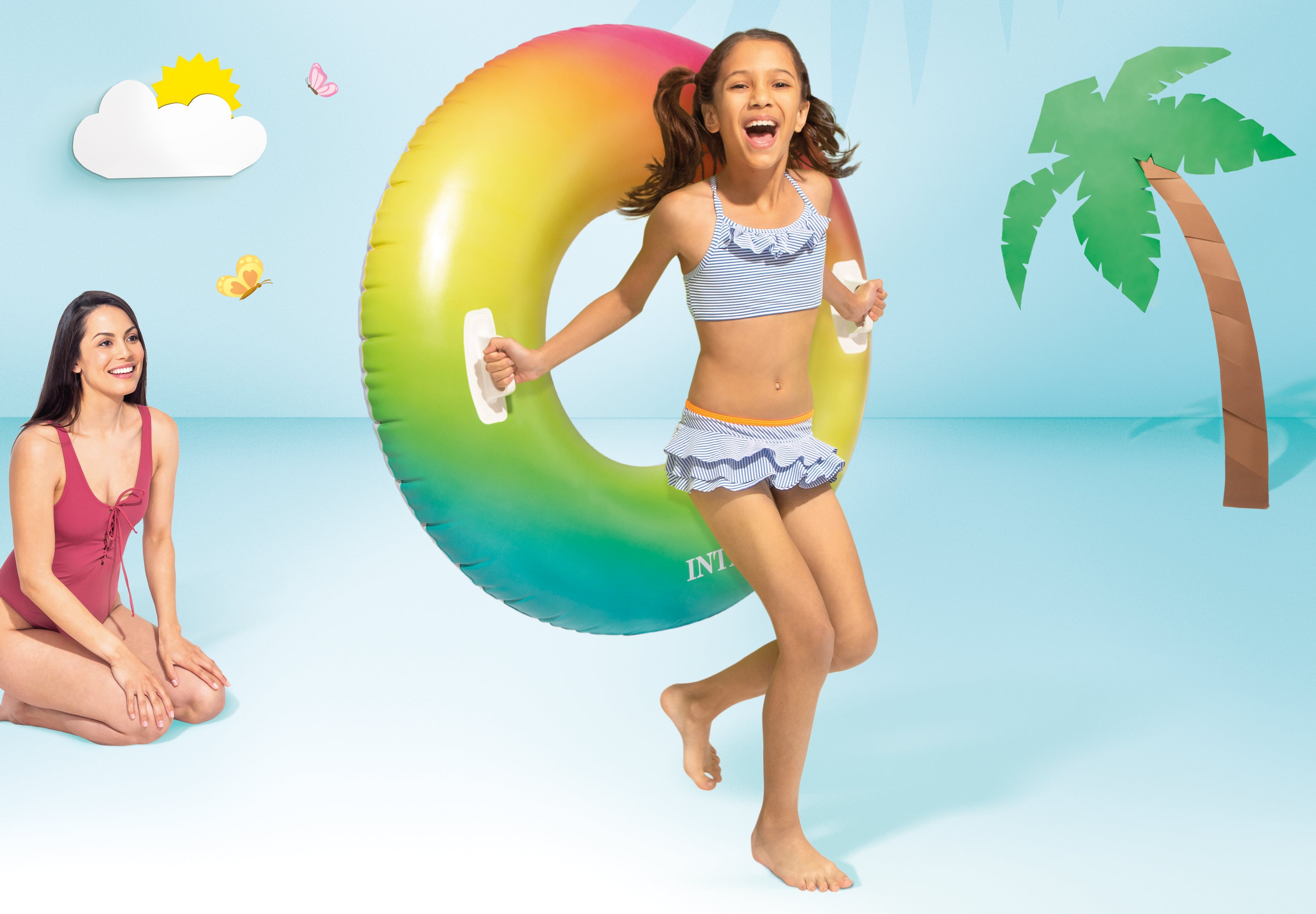 Pool Toys & Inflatables: Intex Rainbow Ombre Tube Pool Float 58202