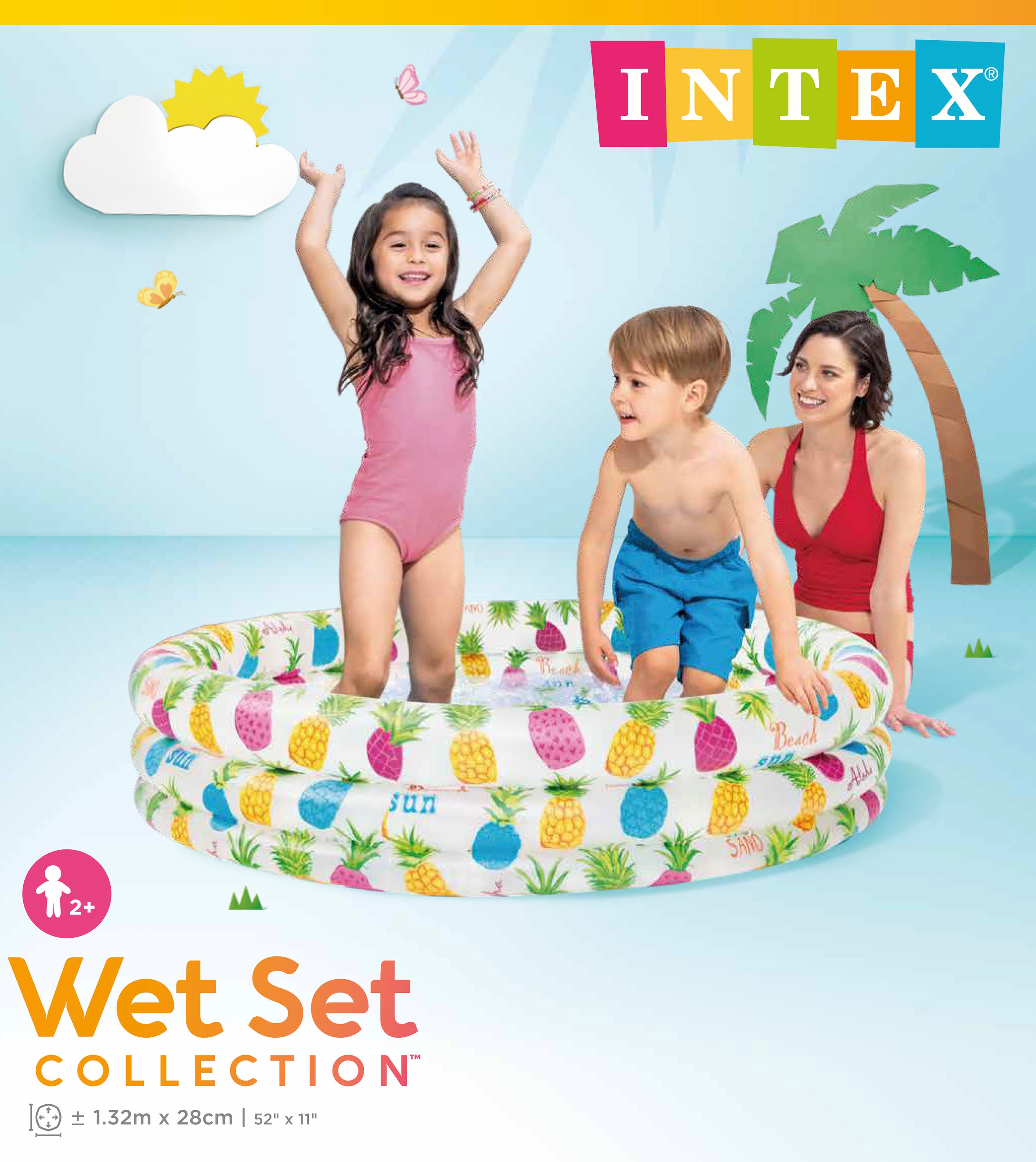 Swimming Pools: Intex 3 Ring Pineapple Splash Pool 59431 132cm