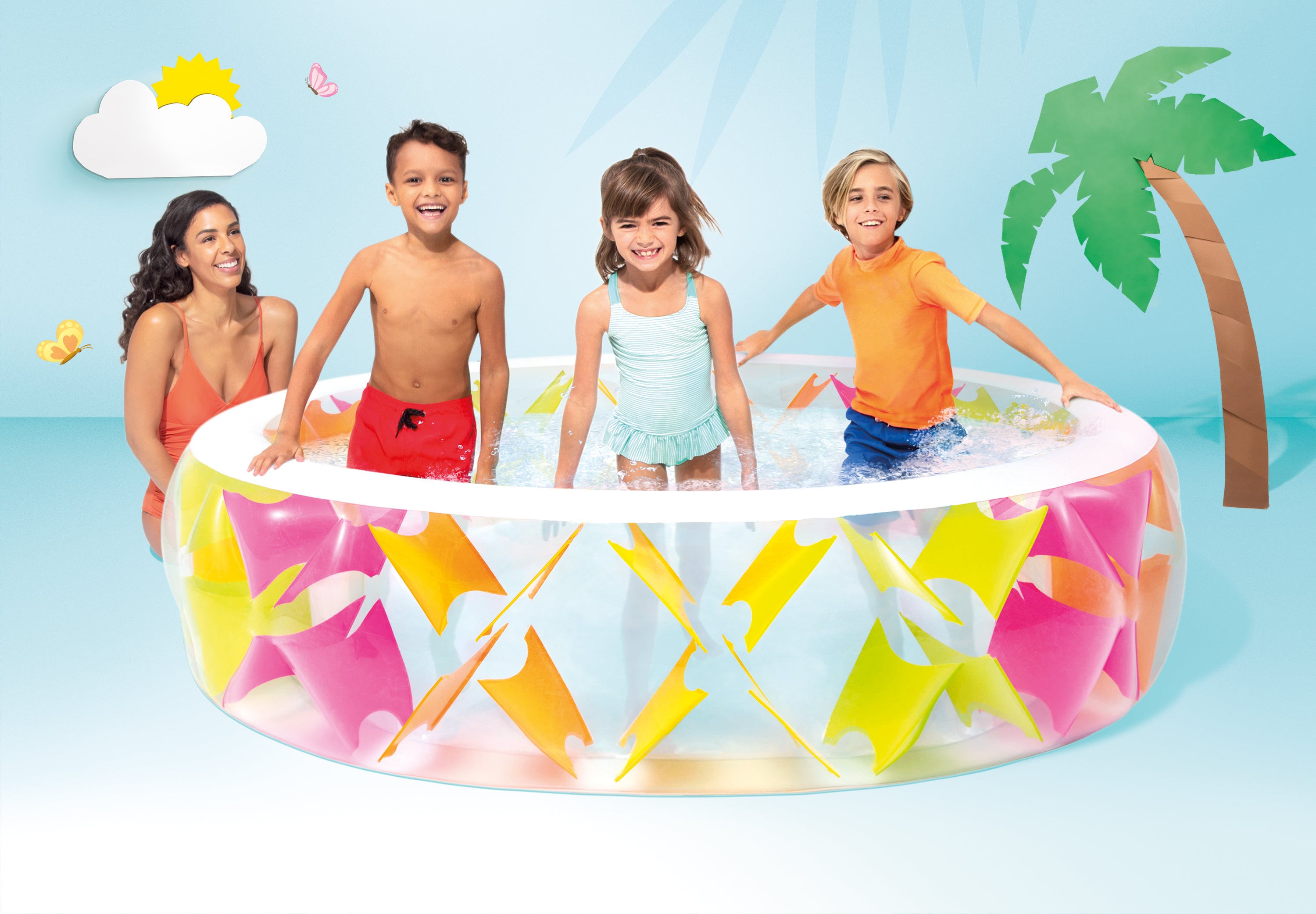 Swimming Pools: INTEX Pinwheel Swim Centre Pool 229cm x 56cm 56494
