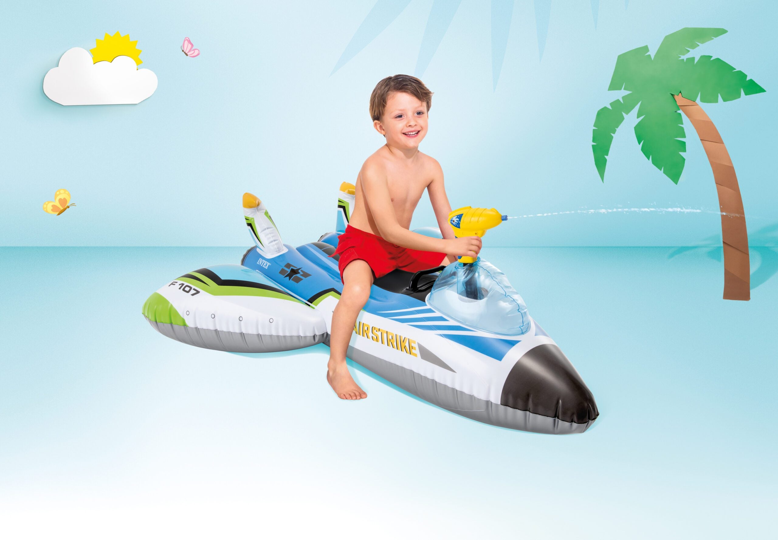 Pool Toys & Inflatables: Intex Water Gun Plane Ride-On Pool Toy 57536