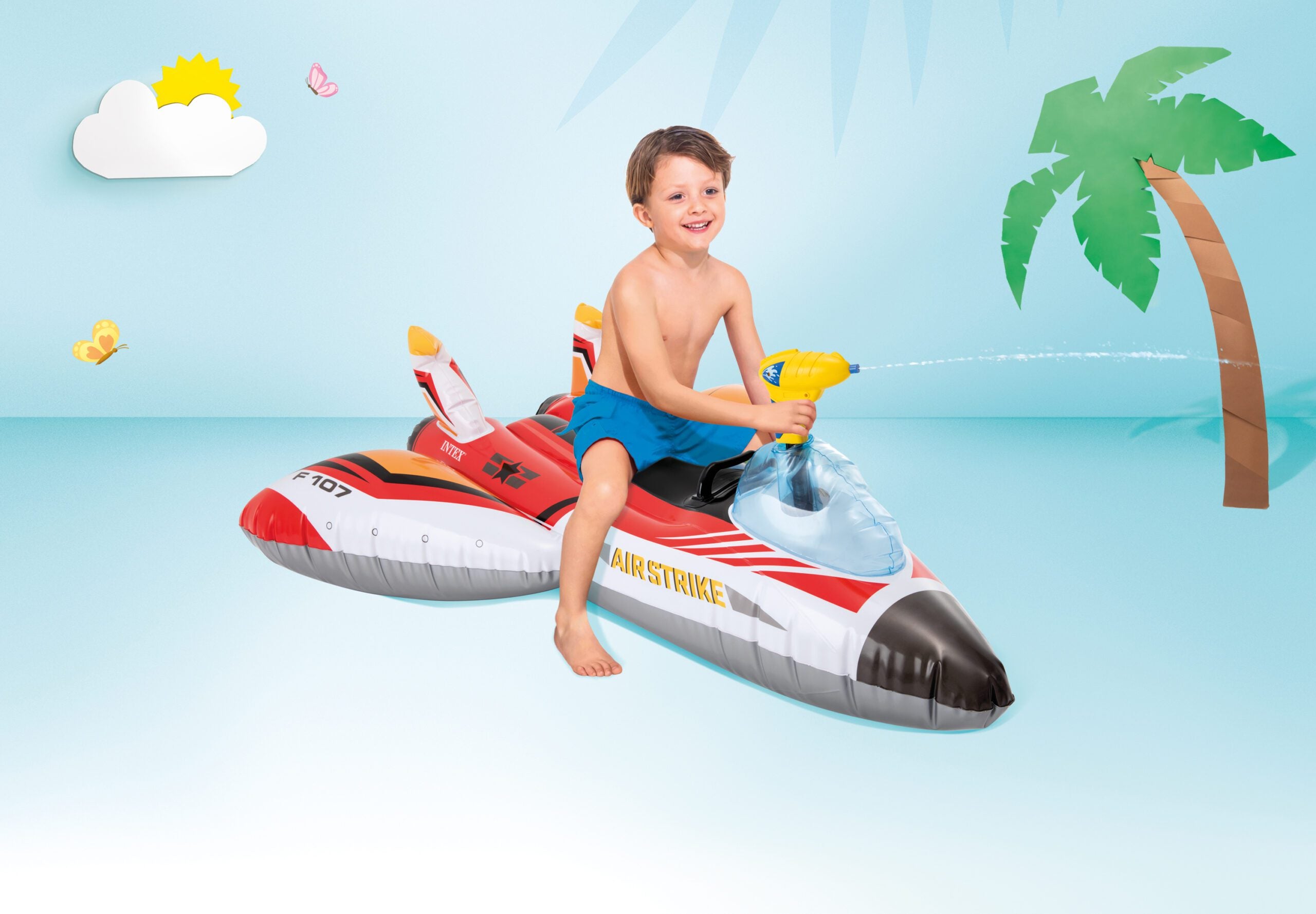 Pool Toys & Inflatables: Intex Water Gun Plane Ride-On Pool Toy 57536