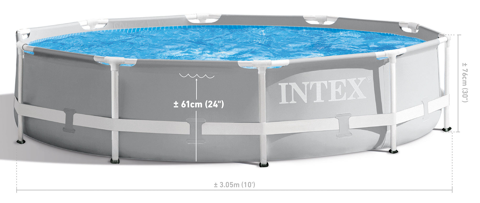 Swimming Pools: Intex PRISM 10' Metal Frame Above Ground Pool - 305cm x 76cm 26702