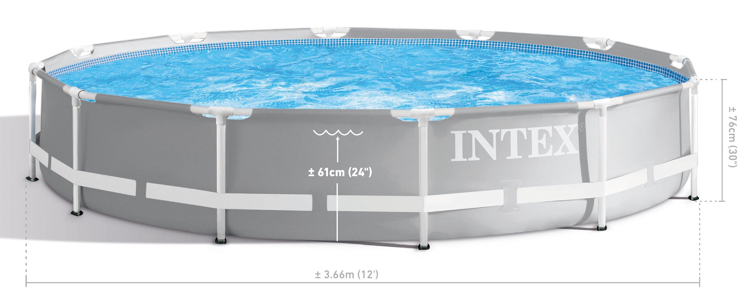 Swimming Pools: Intex PRISM 12' Metal Frame Above Ground Pool - 366cm x 76cm 26712