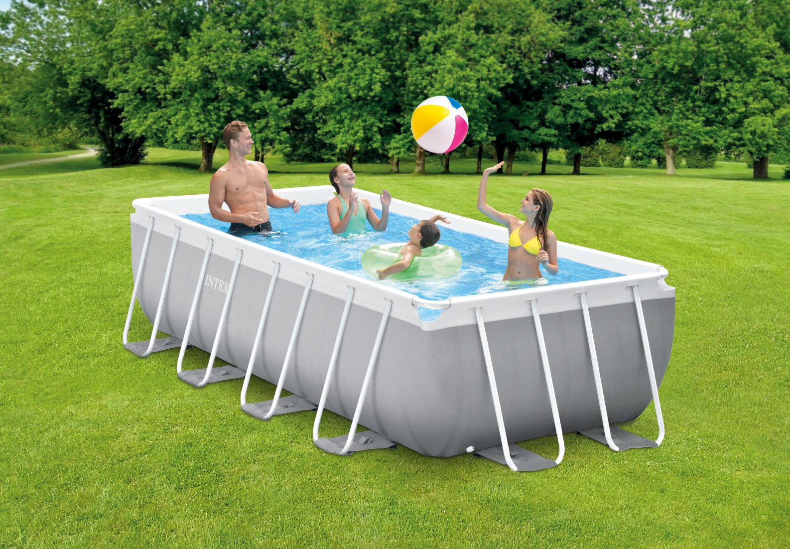Swimming Pools: Intex PRISM Premium Rectangle Metal Frame Pool Above Ground 4.0m x 2.0m 1.0m 26788