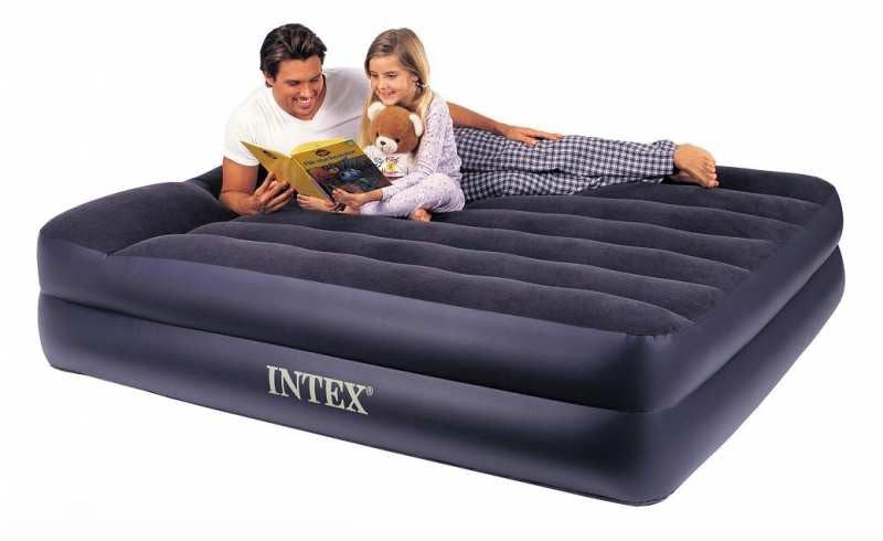 Inflatable Mattresses: Intex Queen Pillow Rest Airbed with 240v pump 64124