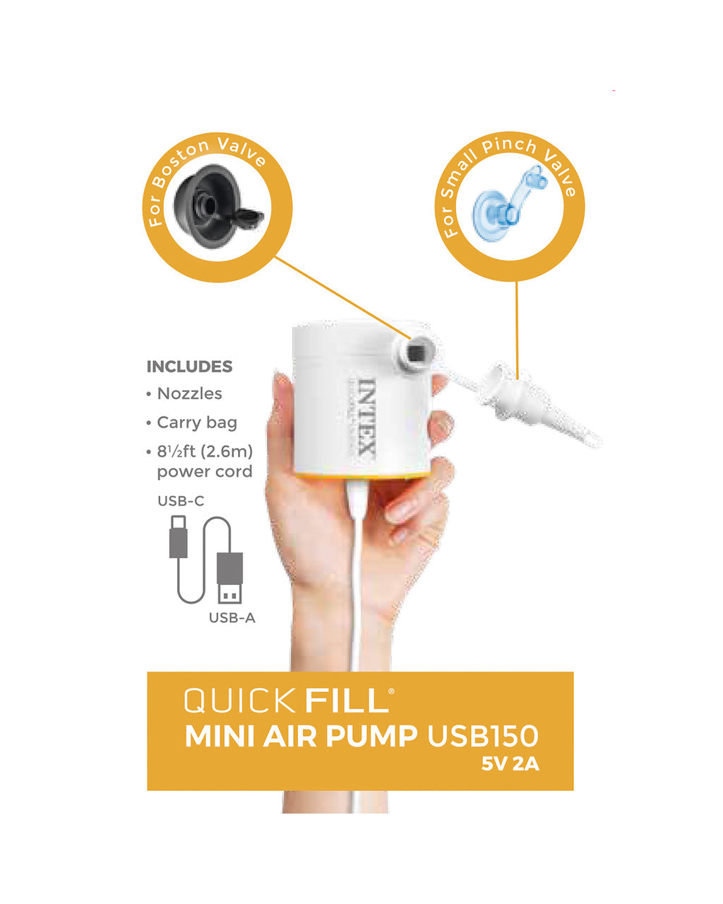 Air Pumps: Intex Quick-Fill USB Electric Air Pump - USB150R - 66616