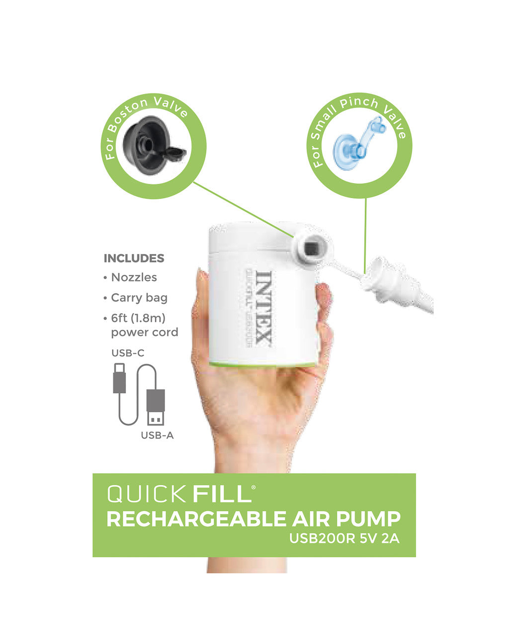 Air Pumps: Intex Quick-Fill USB Electric Air Pump - USB200R - 66637