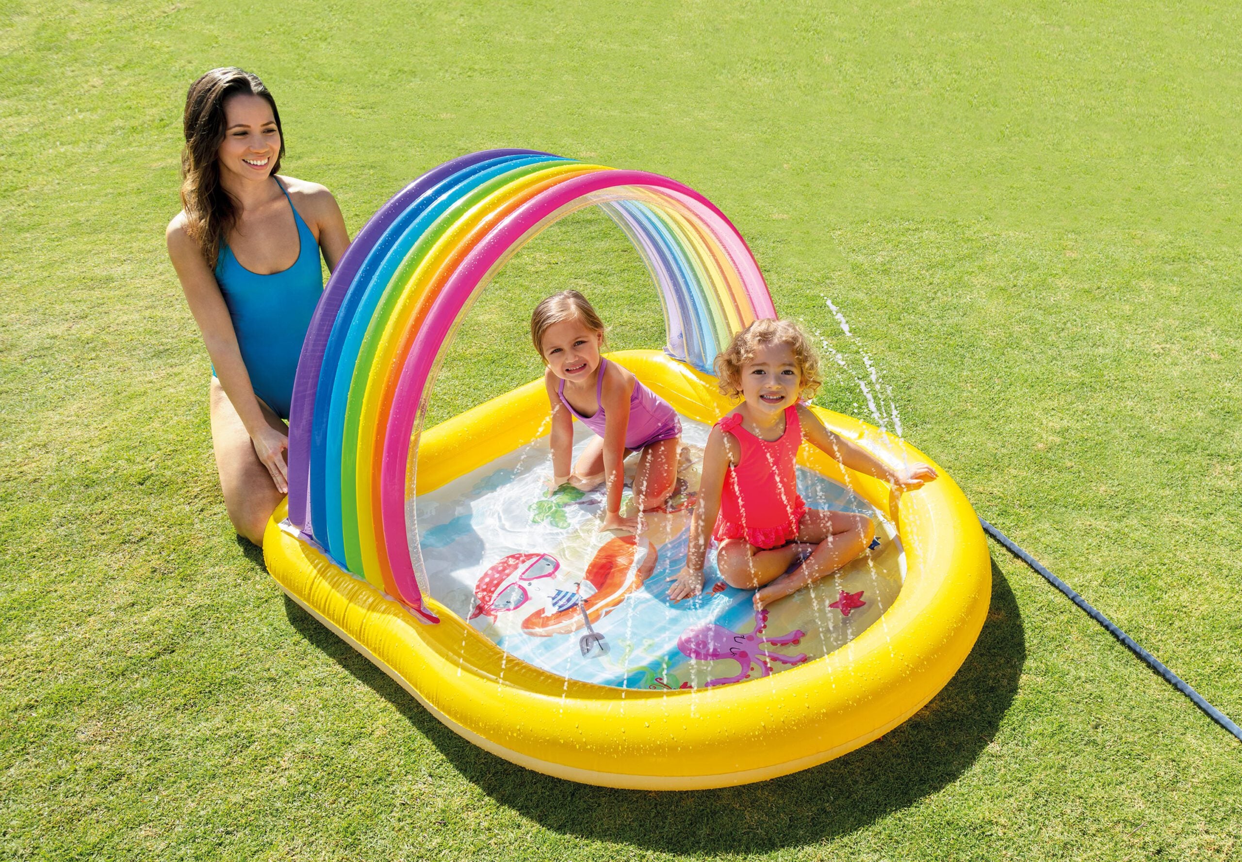 Swimming Pools: Intex Rainbow Arch Inflatable Spray Kiddie Pool 57156