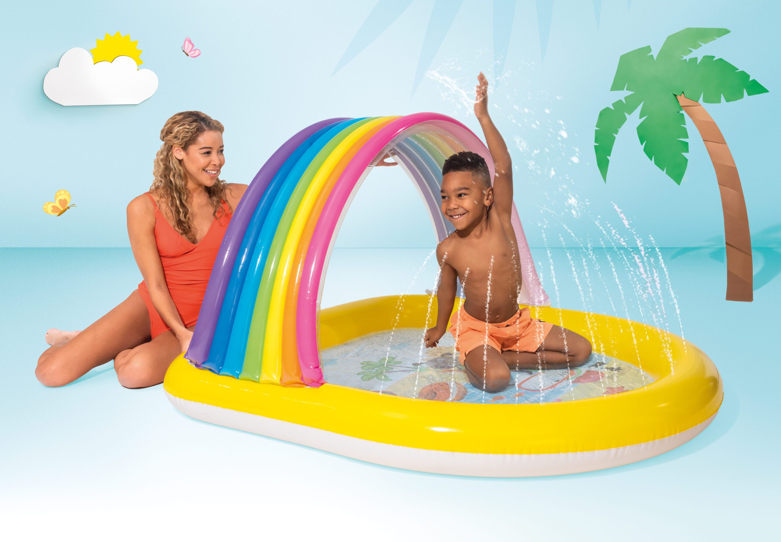 Swimming Pools: Intex Rainbow Arch Inflatable Spray Kiddie Pool 57156