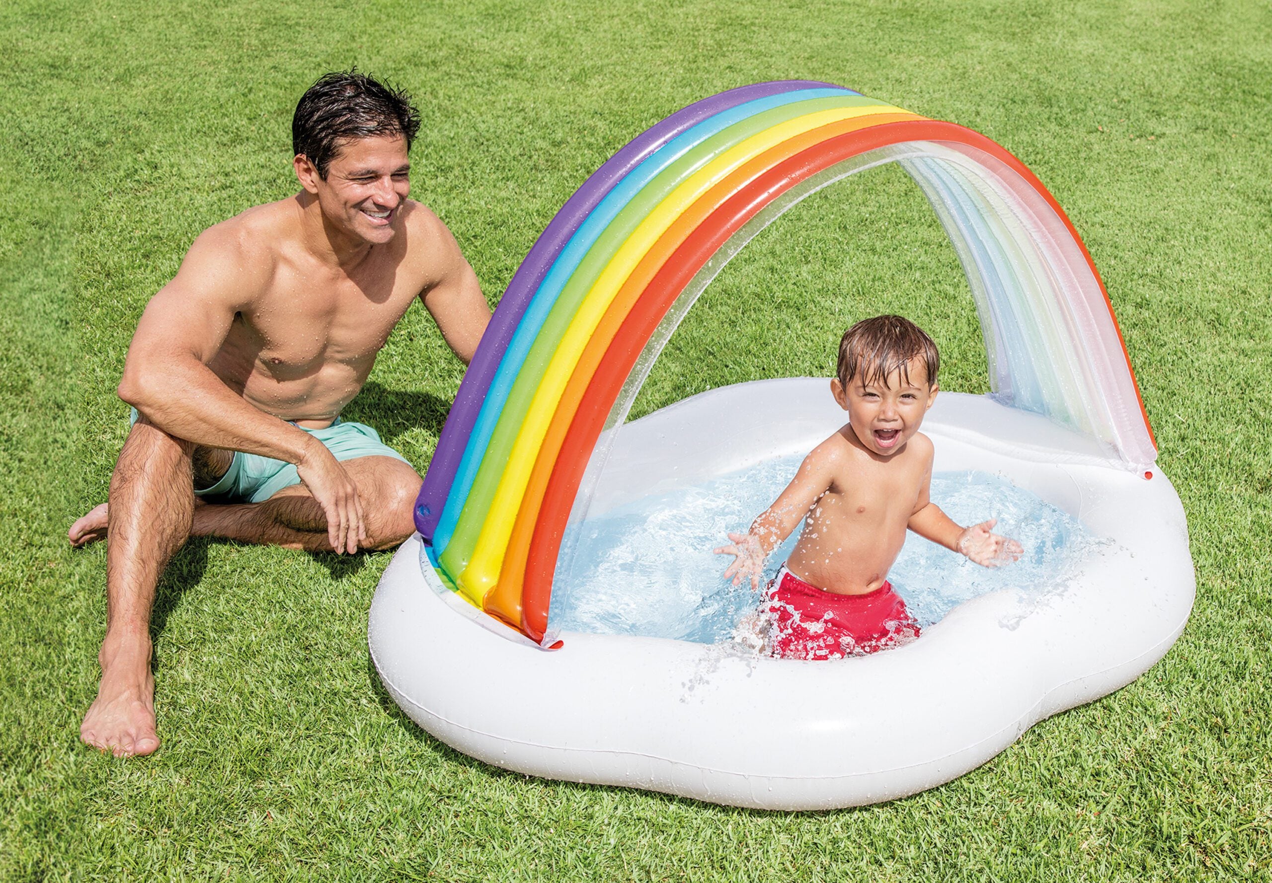 Pool Toys & Inflatables: Intex Rainbow Cloud Inflatable Spray Baby Pool 57141