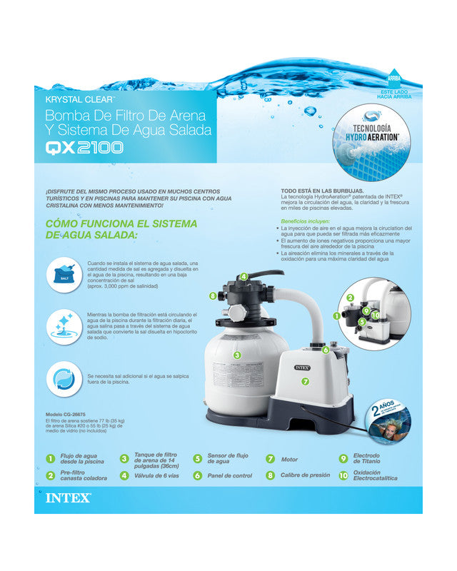 Pool Pumps: Intex Krystal Clear Sand Filter Pump and Saltwater Pool Chlorine System - 26676