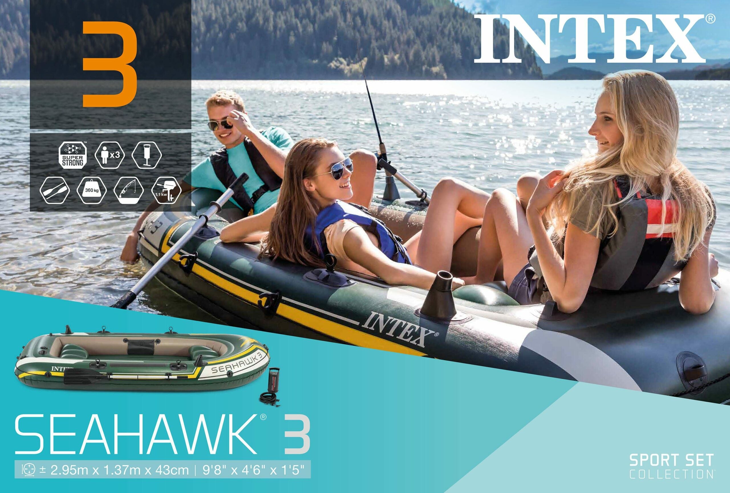 Canoes & Kayaks: Intex Seahawk 3 Boat Set 68380
