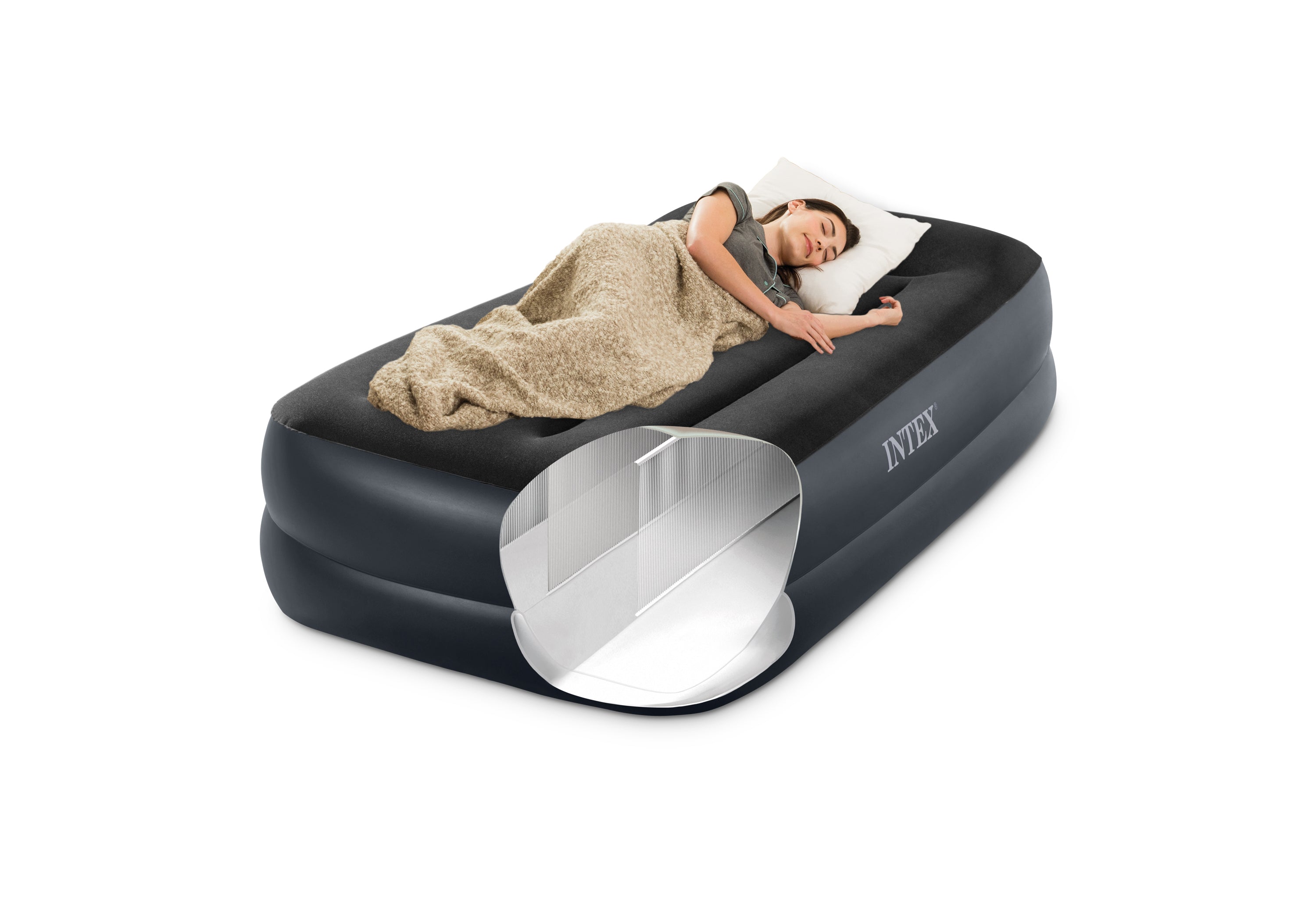 Inflatable Mattresses: Intex Single (Twin) Pillow Rest Airbed 240v Pump 42cm 64122