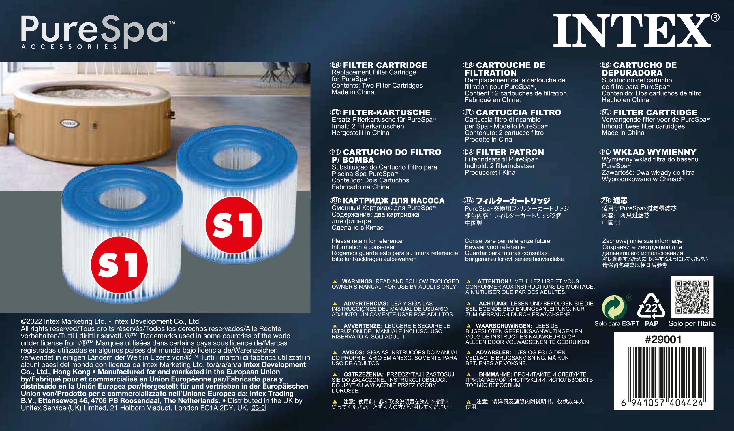 Spas & Accessories: Intex Spa S1 Replacement Filter Cartridges 12 Pack 29001_6