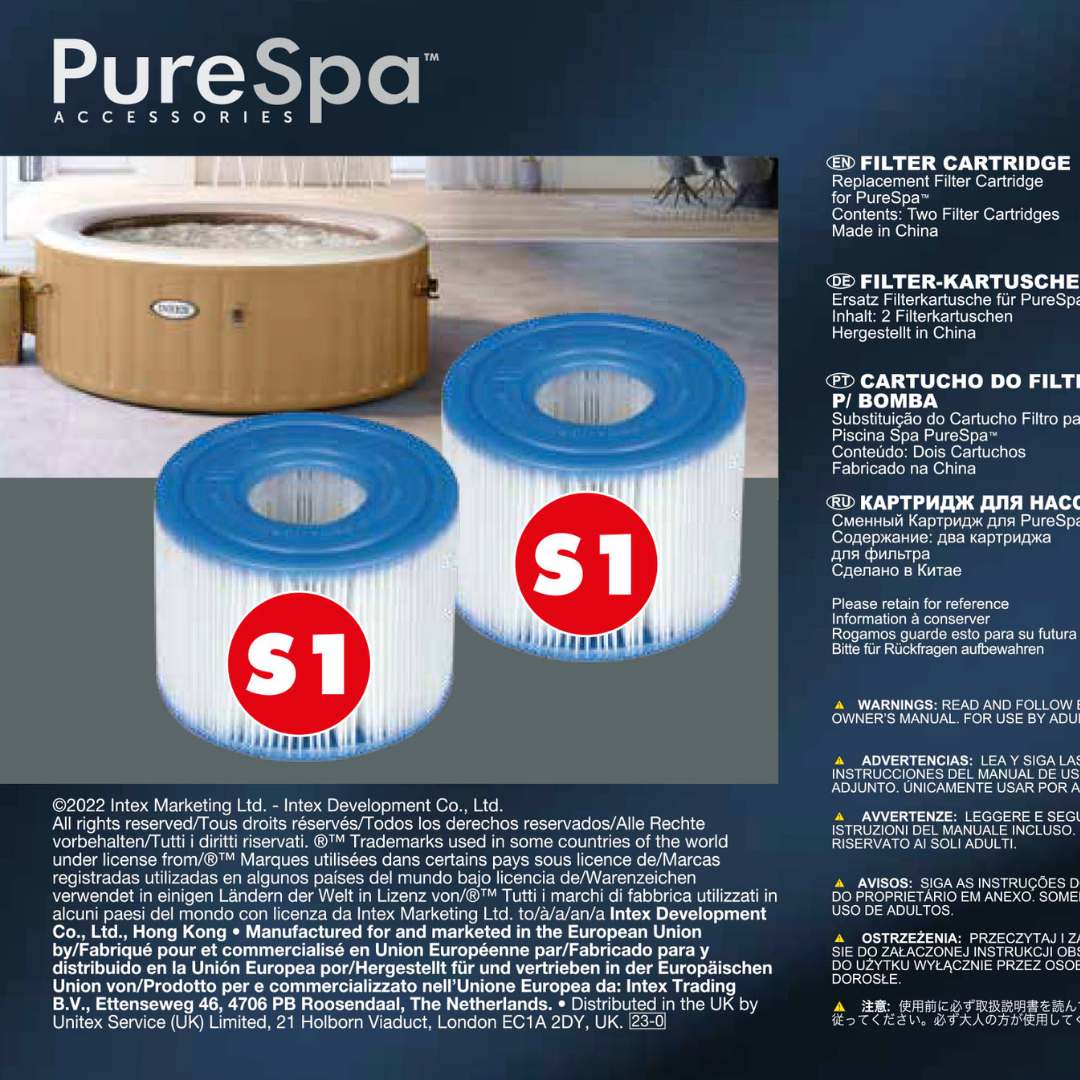 Spas & Accessories: Intex Spa S1 Replacement Filter Cartridges 2 Pack 29001