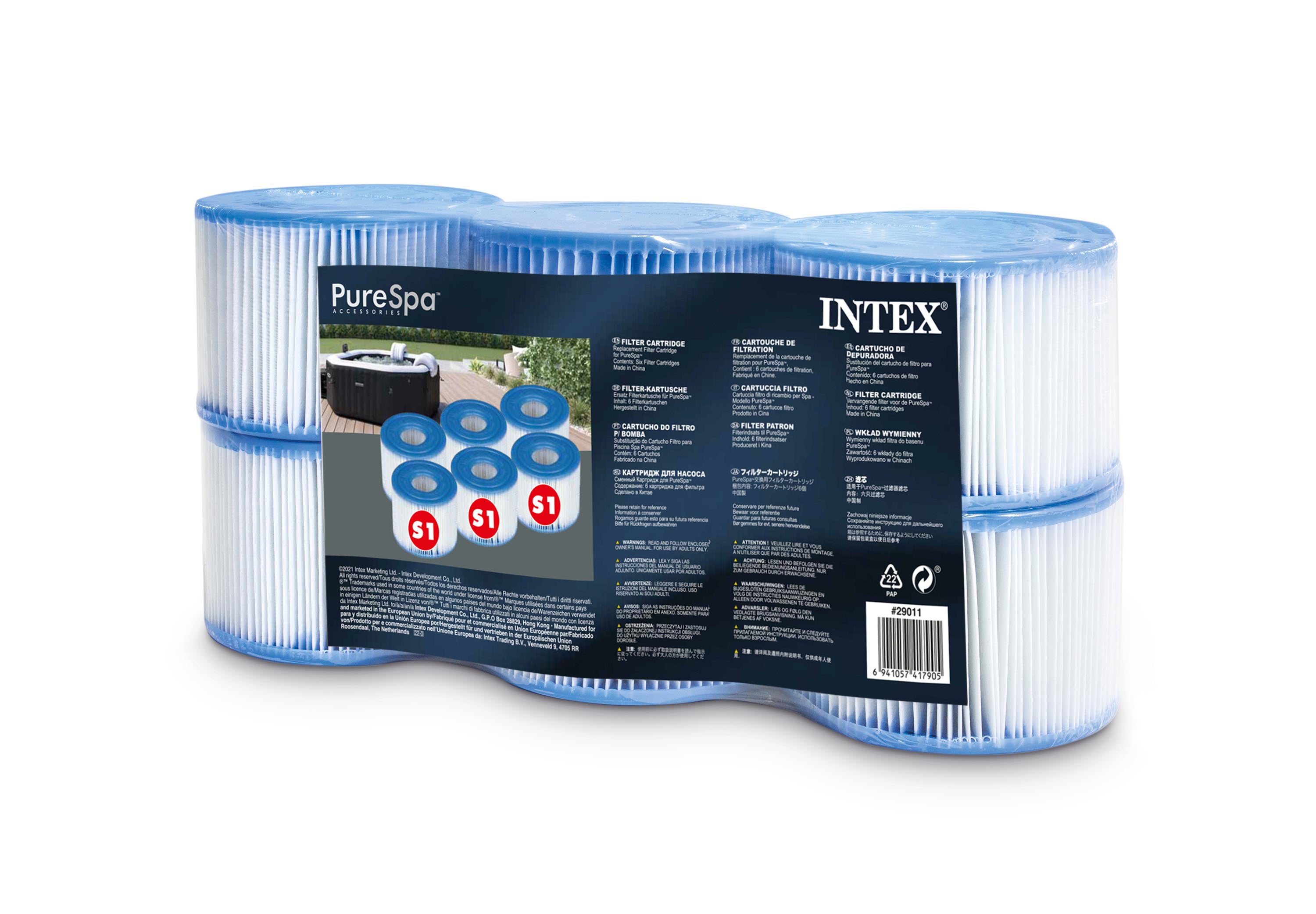 Spas & Accessories: Intex Spa S1 Replacement Filter Cartridges 6 Pack 29011