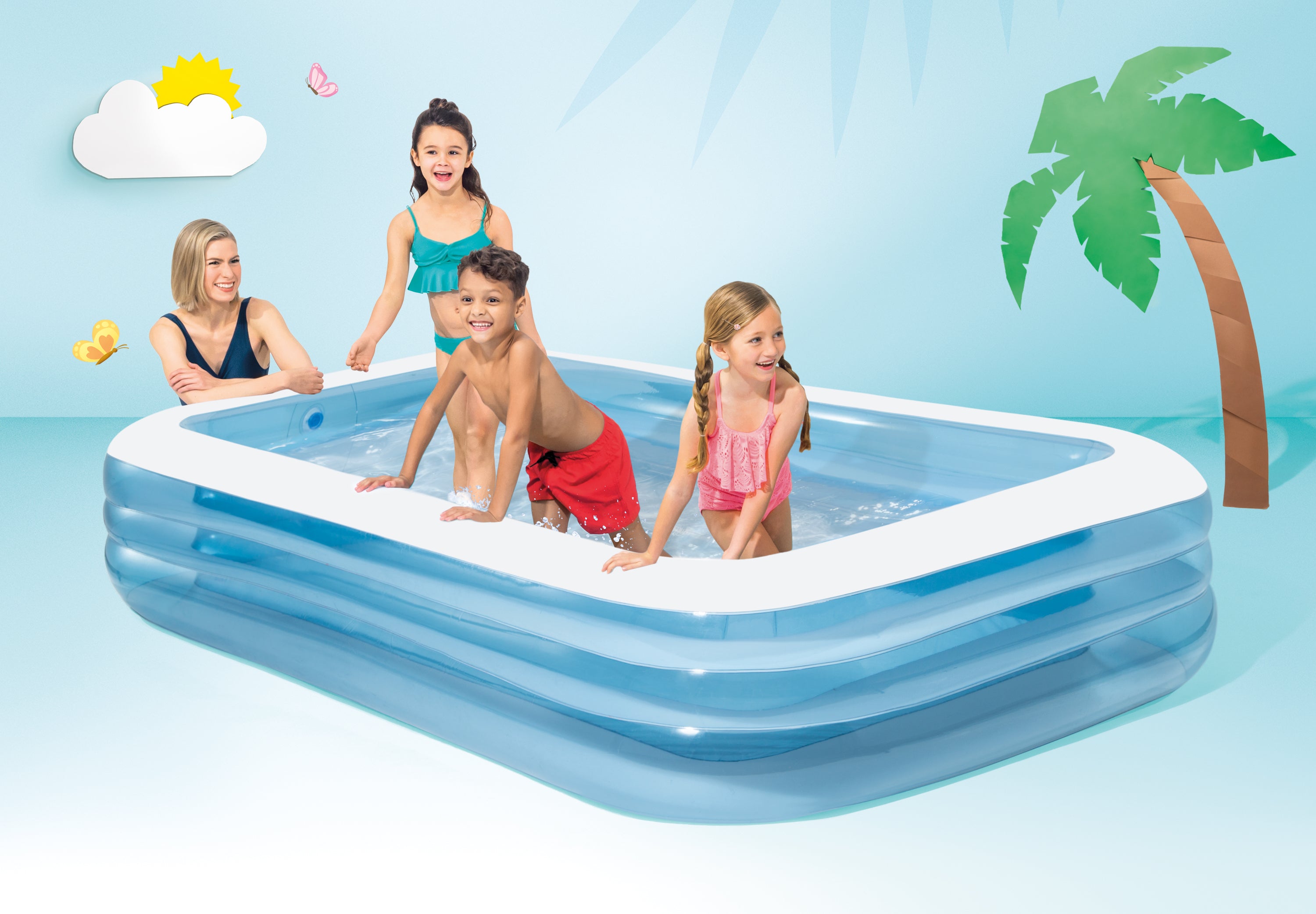 Swimming Pools: Intex Swim Center Family Inflatable Pool 58484