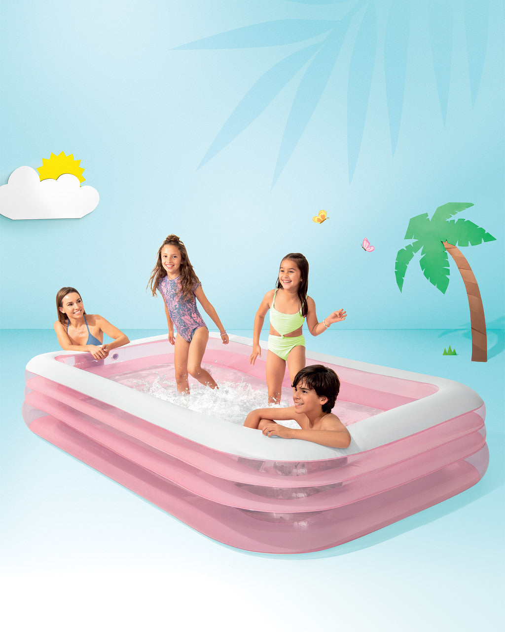Swimming Pools: Intex Swim Center Family Inflatable Pool 58487 Pink