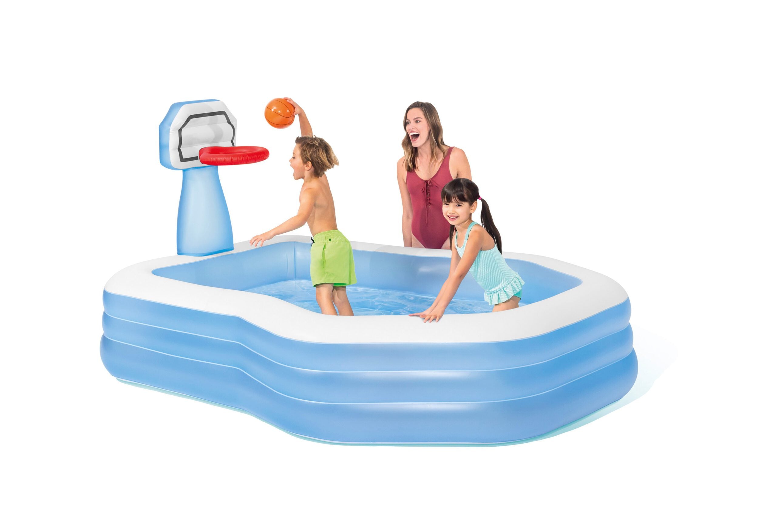 Swimming Pools: Intex Swim Center Shootin' Hoops Inflatable Pool 2.57m x 1.88m 57183