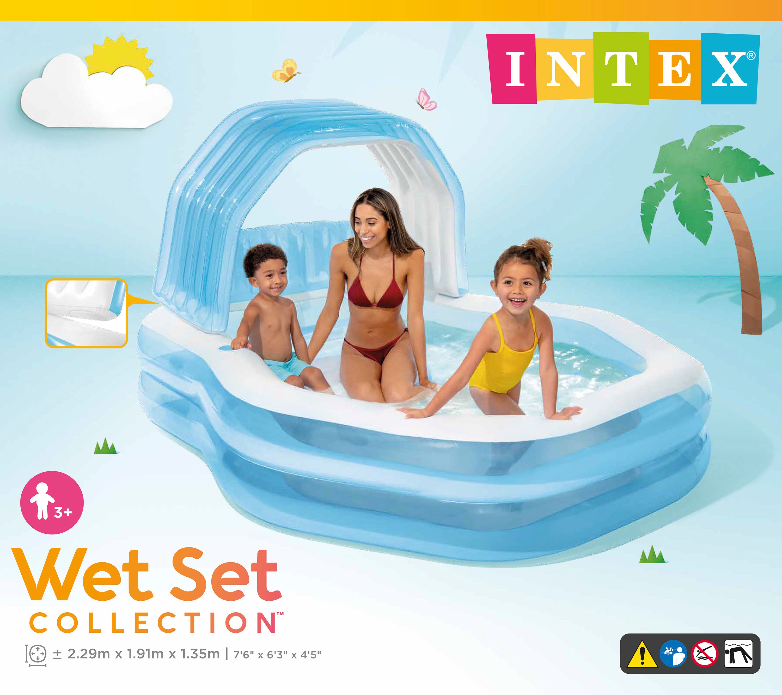 Swimming Pools: Intex Sun Shade Swim Center Family Inflatable Pool 57186