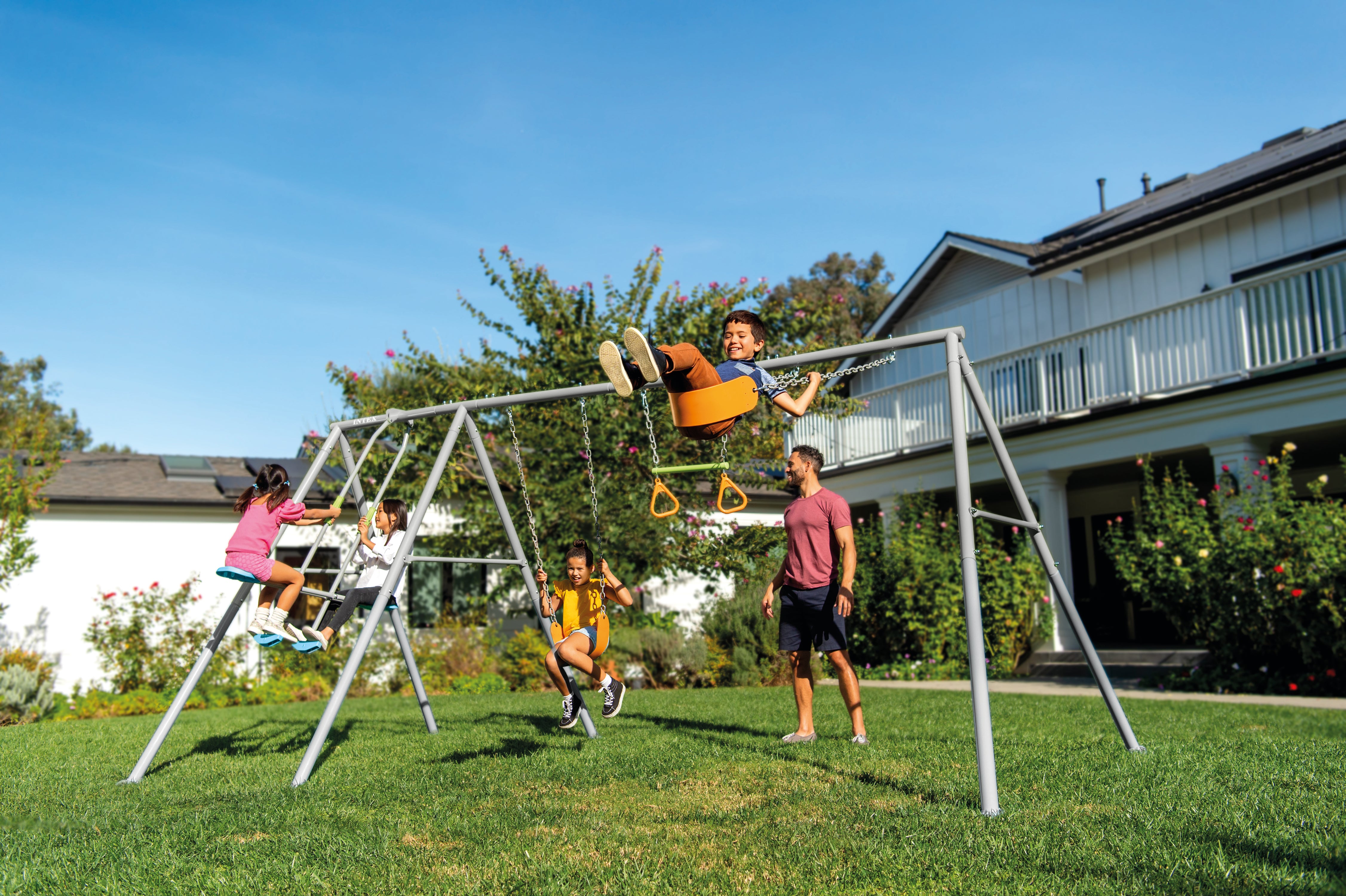 Outdoor Play Equipment: Intex Swing and Glide Four Feature Set 44131