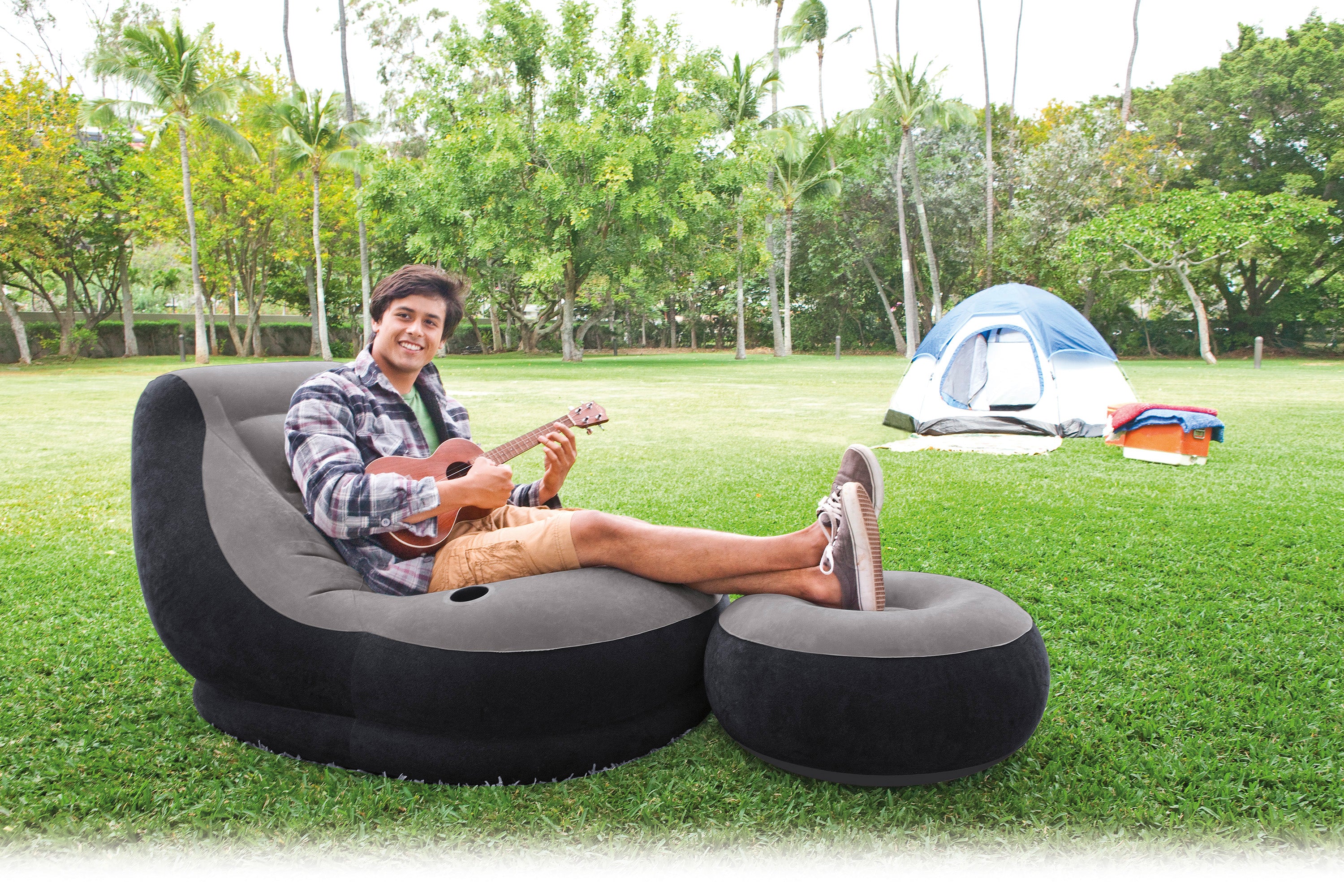 Arm Chairs & Recliners: Intex Ultra Lounge Inflatable Chair and ottoman 68564