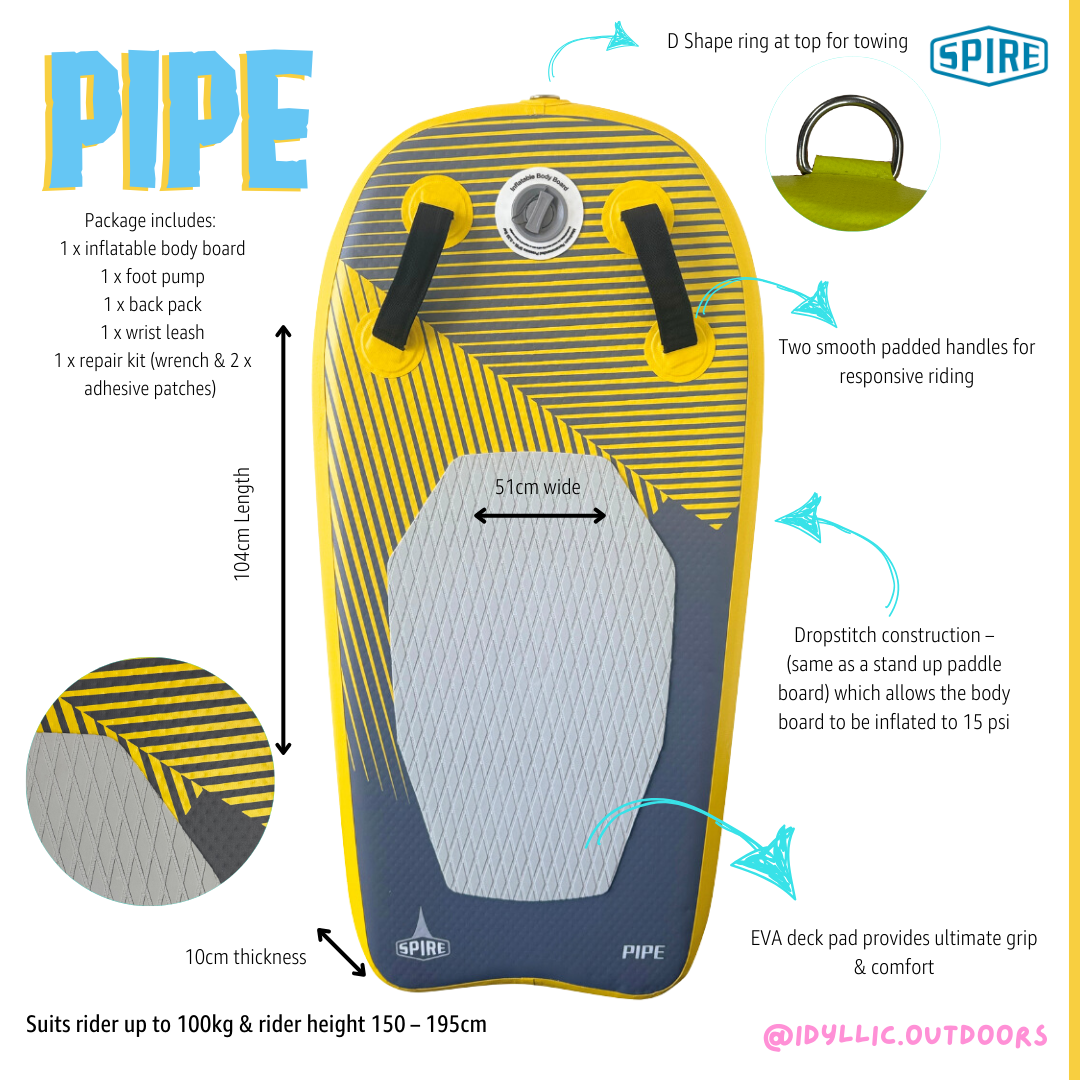 Paddleboards: Spire Pipe Inflatable Bodyboard - SP-BB-104