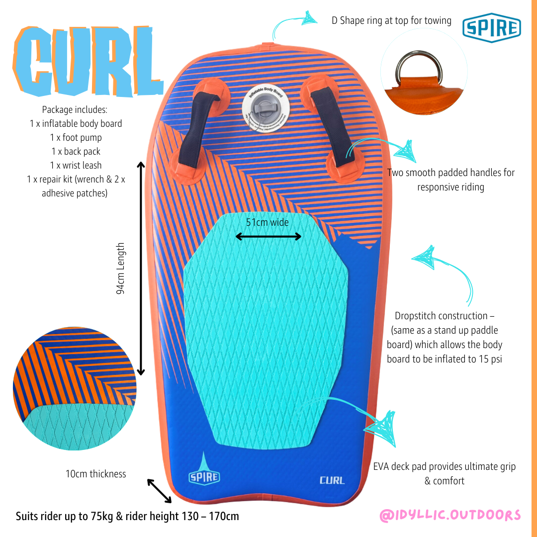 Paddleboards: Spire Curl Inflatable Body Board - SP-BB-94