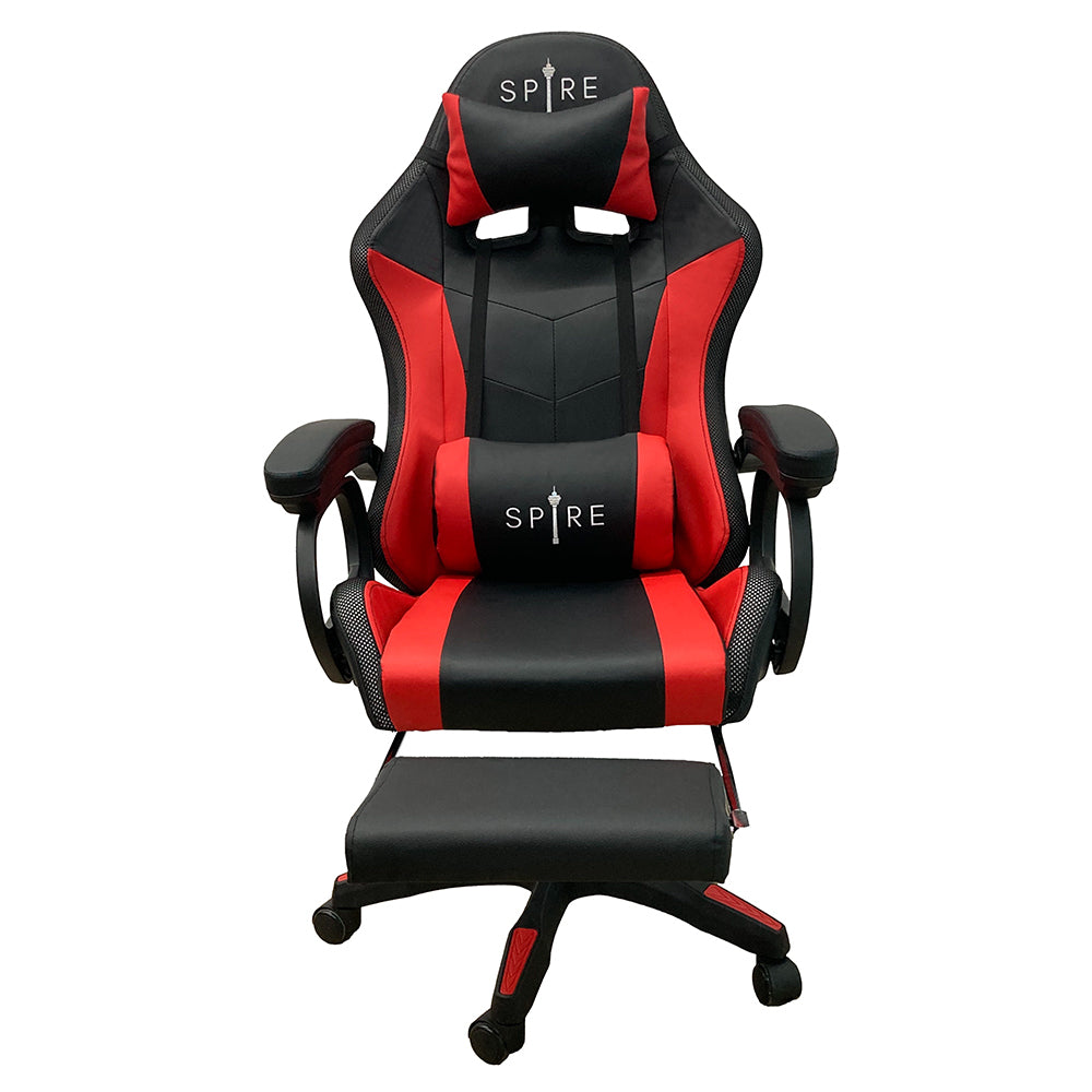 Gaming Chairs: Spire Onyx Gaming/Office Chair w/ RGB Lighting And Massager Red And Black - 815ER