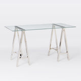 Desks: Stainless Steel & Glass Venus Office Desk Table