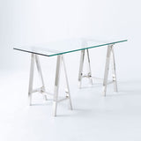 Desks: Stainless Steel & Glass Venus Office Desk Table